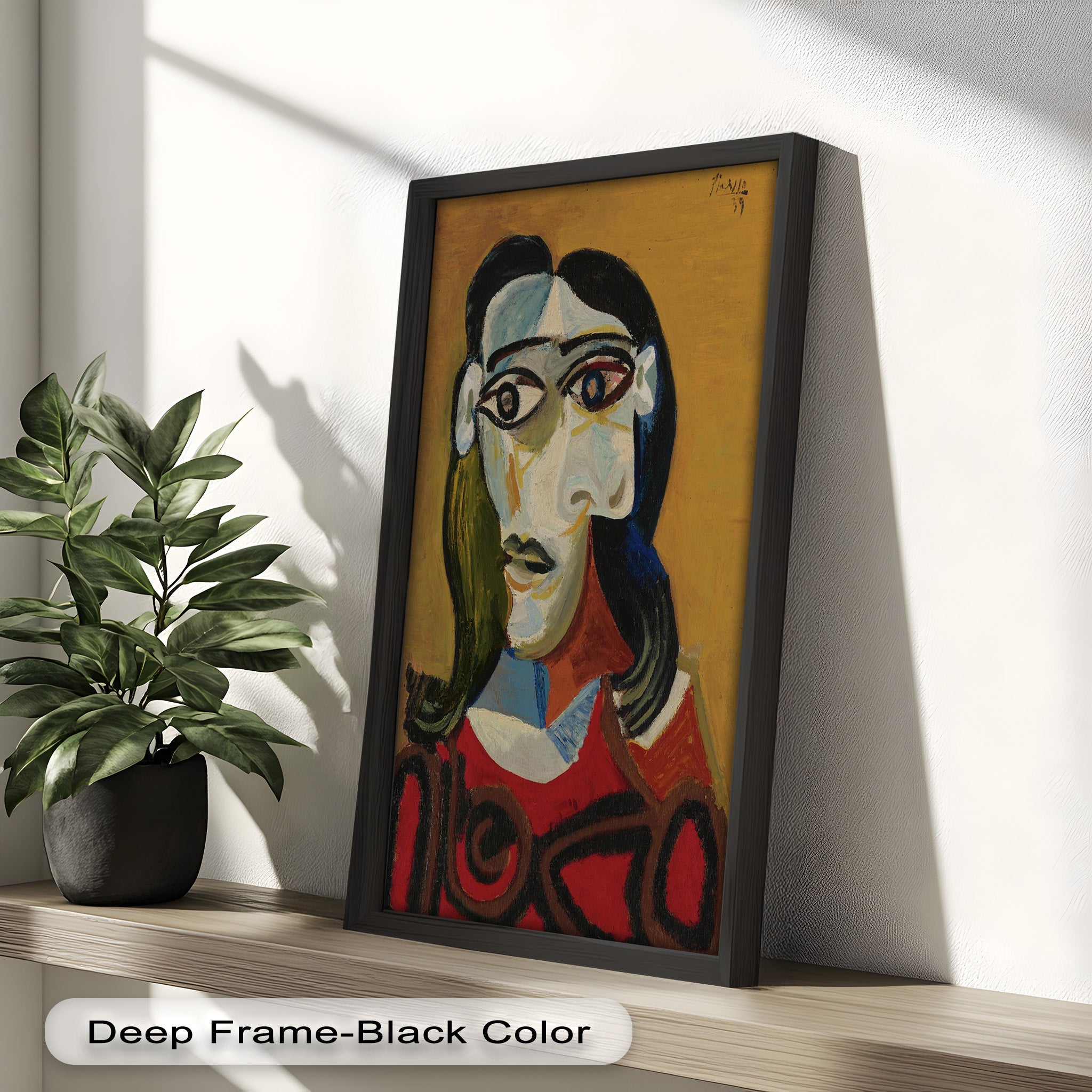 Abstract Portrait with Red Garment - Picasso Style Oil Painting Reproduction - Wall Art for Living Room, Bedroom & Office Decor