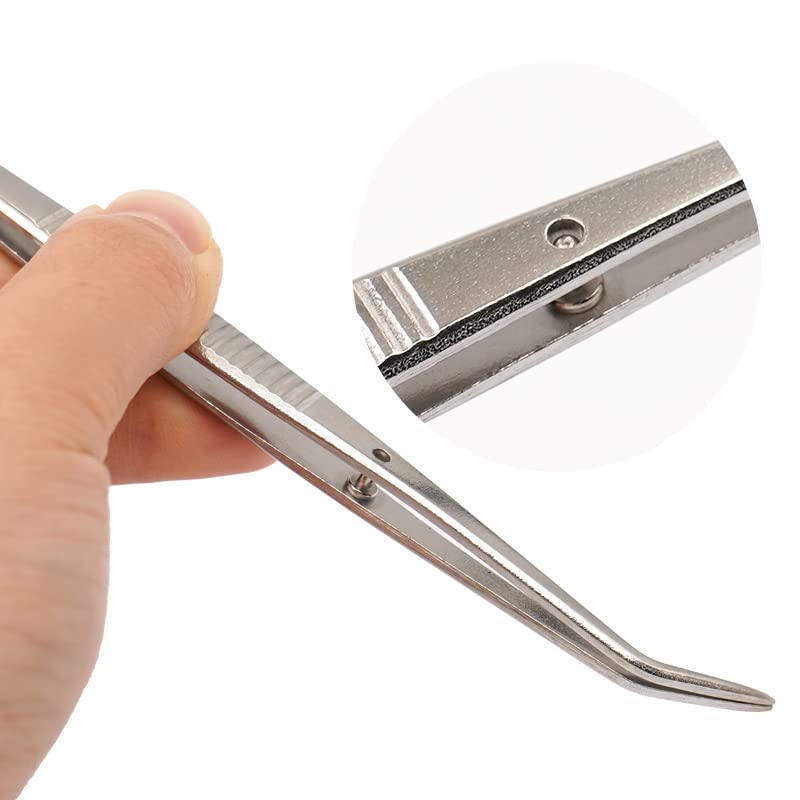 4-Piece Stainless Steel Dental Surgical Tweezers Set - 16cm Serrated Curved Forceps for Teeth Whitening, Oral Care & Dentist Lab Tools | Professional Dental Instruments for Dentists, Hygienists & Home Oral Care
