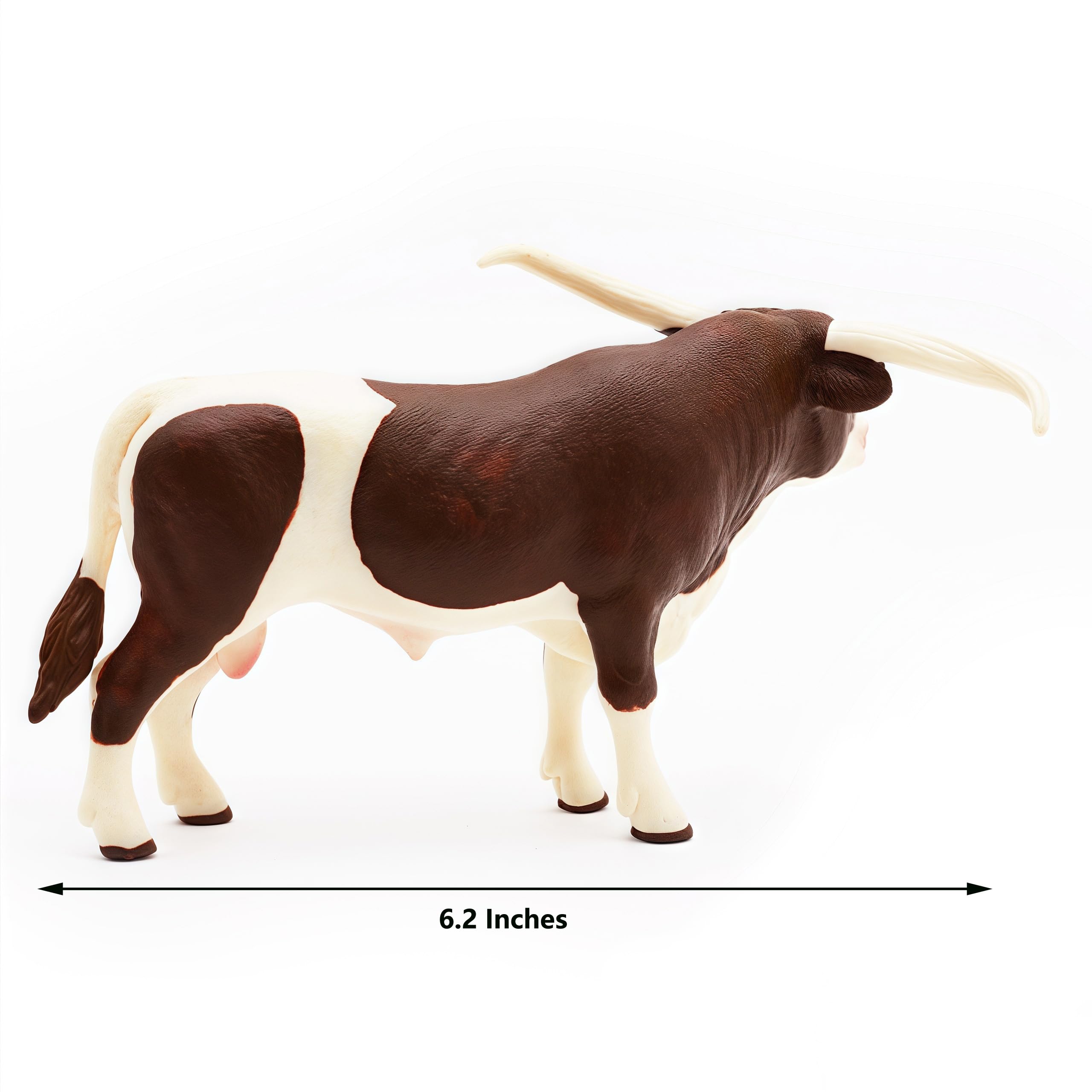 Gemini & Genius Farm Cow Animal Toy - 6 Inch Longhorn Cow Action Figure with Hand-Painted Details - Realistic & Durable Farm Animal Toy for Kids - Perfect Gift for Boys & Girls - Great for Farm Playsets, Educational Learning & Pretend Play