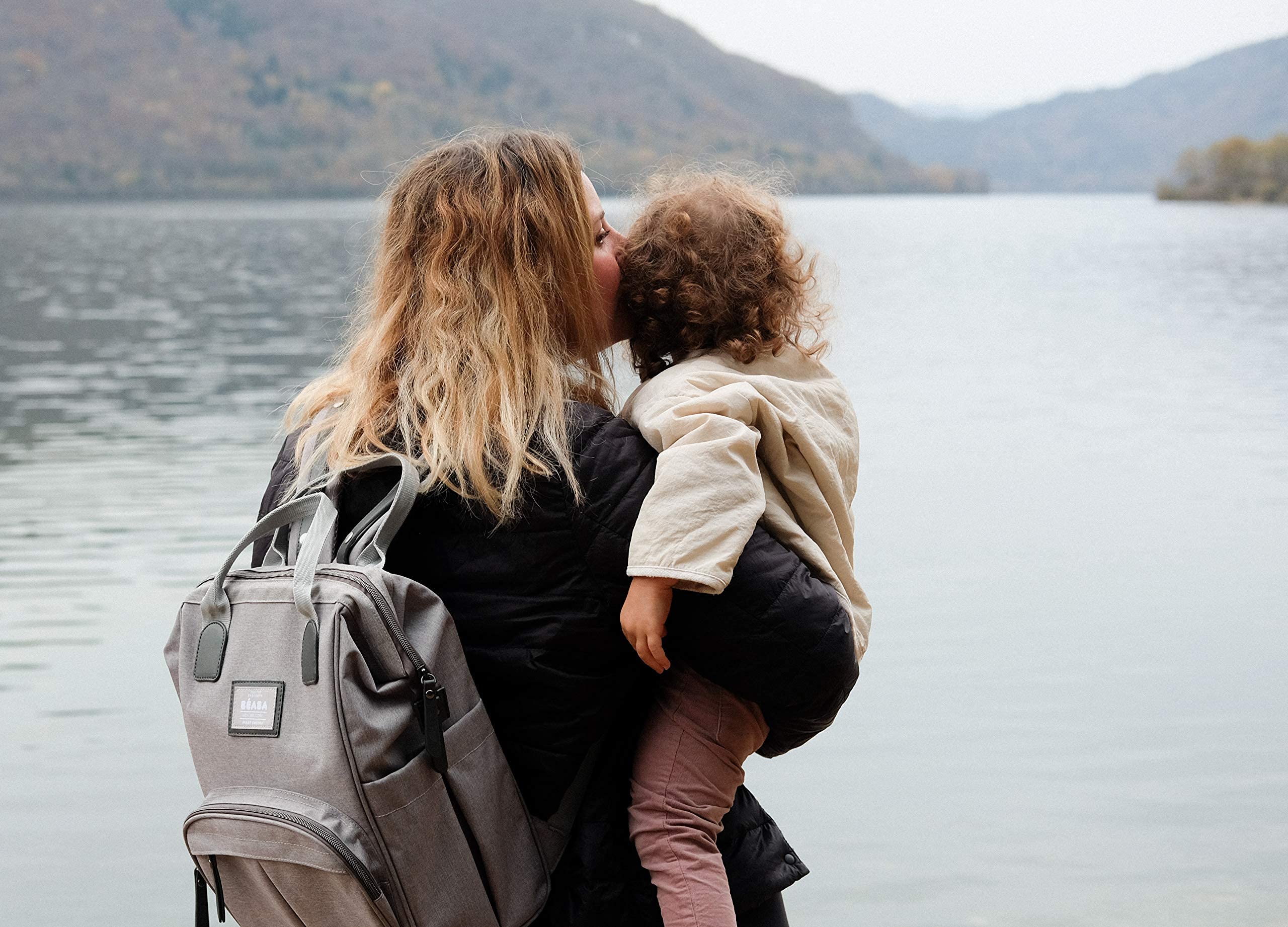 BEABA Wellington Diaper Bag Backpack - Waterproof Baby Diaper Backpack for Moms & Dads with Changing Pad & Stroller Straps, Large Capacity Travel Bag for Boys & Girls, Perfect for Daycare, Travel & Outings (Grey)