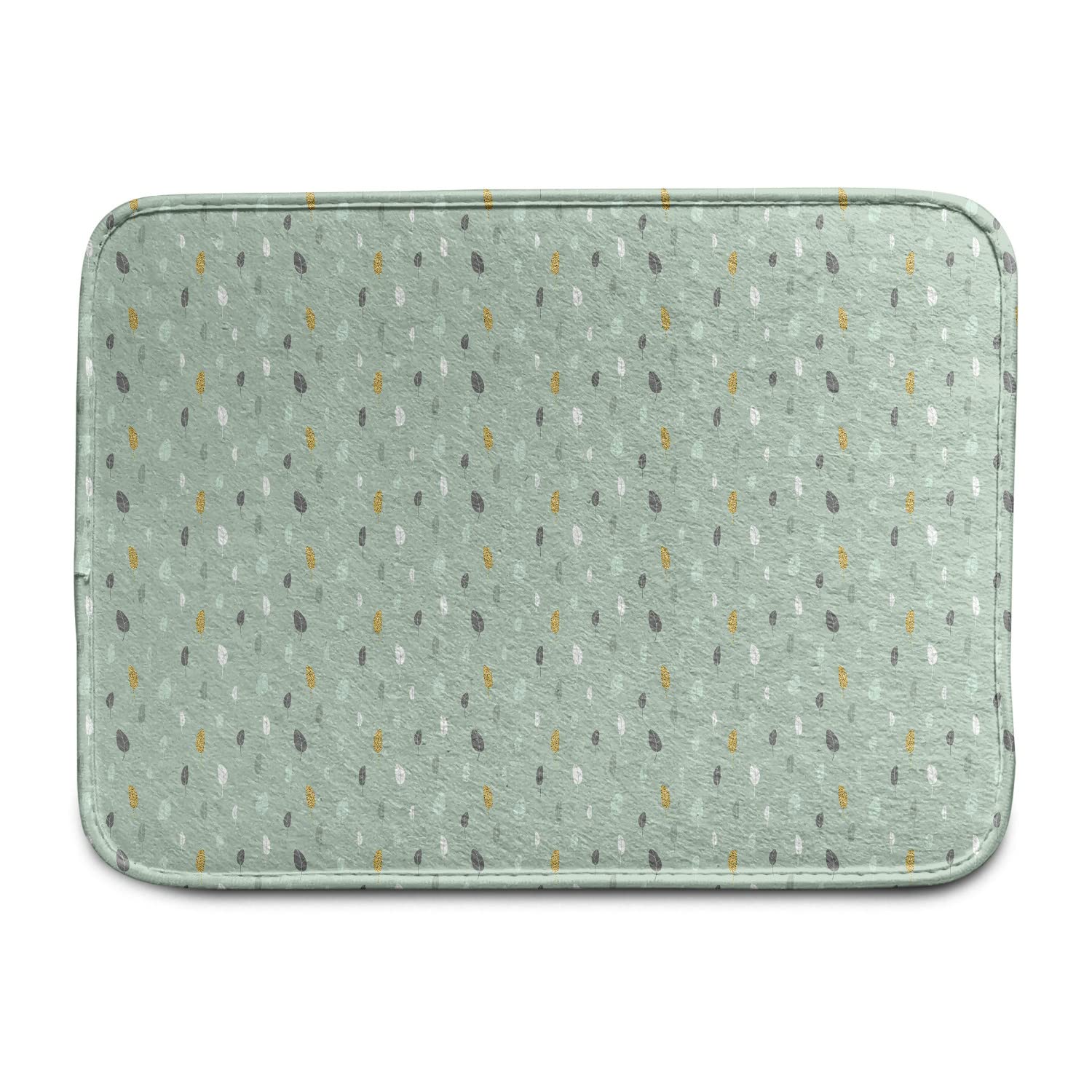 Lunarable Abstract Car Mat Set of 4 - Minimalist Hipster Leaves Modern Print - Durable PVC Backing Floor Mats for Front & Back Seats - Dimgray Green - Perfect for Sedans, SUVs & Trucks