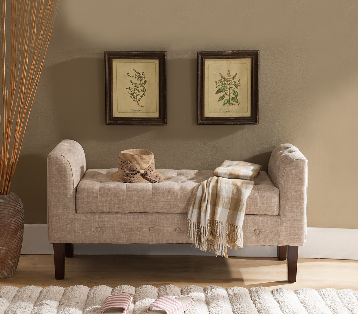 Kings Brand Tufted Upholstered Storage Bench Ottoman - Stylish Footrest, Seat & Storage Solution for Living Room, Bedroom & Entryway