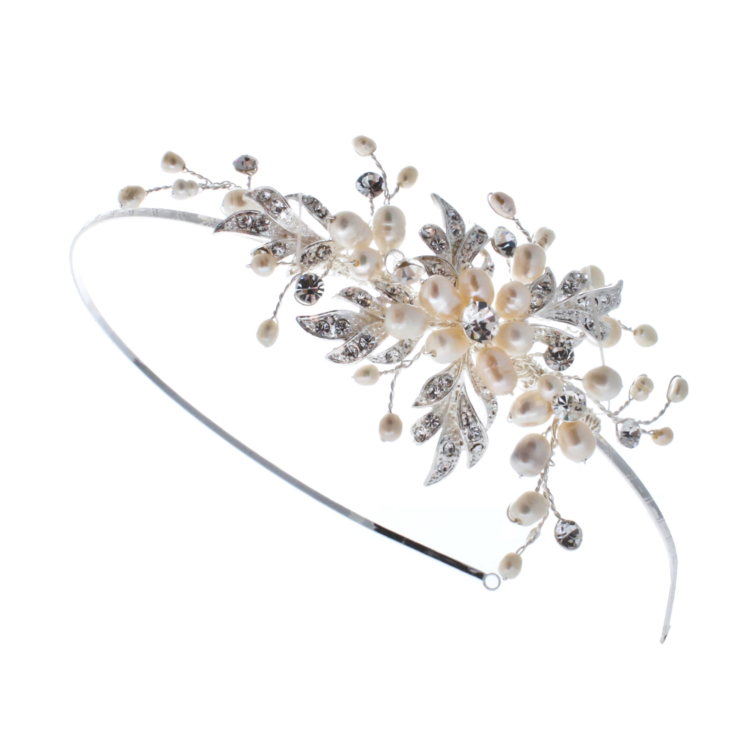 Paris Freshwater Pearl Side Headband - Elegant Hair Accessory for Women, Bridal Hairpiece, Boho Headband for Weddings & Special Occasions