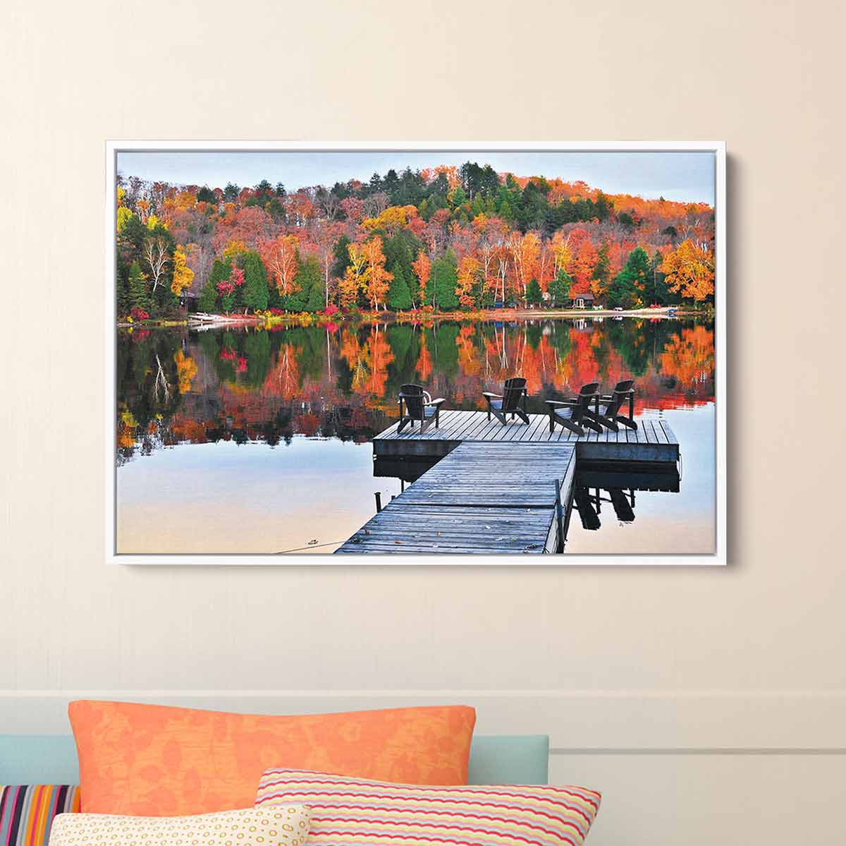 Brown Lake Wall Art Canvas Print - Nature Landscape Painting for Living Room, Bedroom & Office Decor (8790)