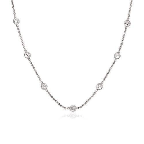 14K White Gold CZ By the Yard Long Link Necklace - 16 Inch Elegant Layering Chain for Women | Perfect for Everyday Wear, Date Nights & Special Occasions