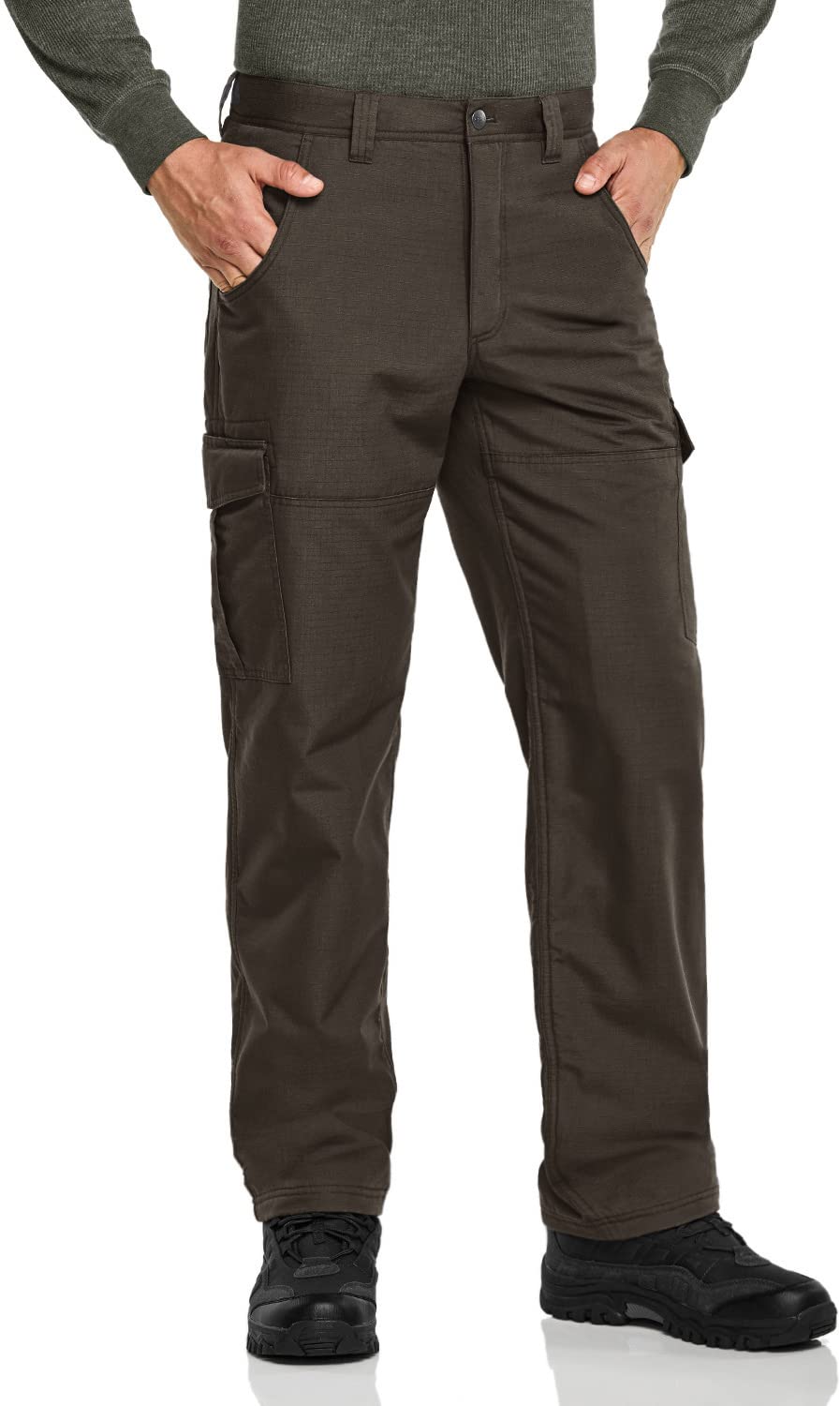CQR Men's Winter Tactical Pants - Fleece Lined Outdoor Snow Ski Cargo Pants with Thermal Insulation for Hiking, Camping & Cold Weather Activities | Water-Resistant & Durable Work Pants