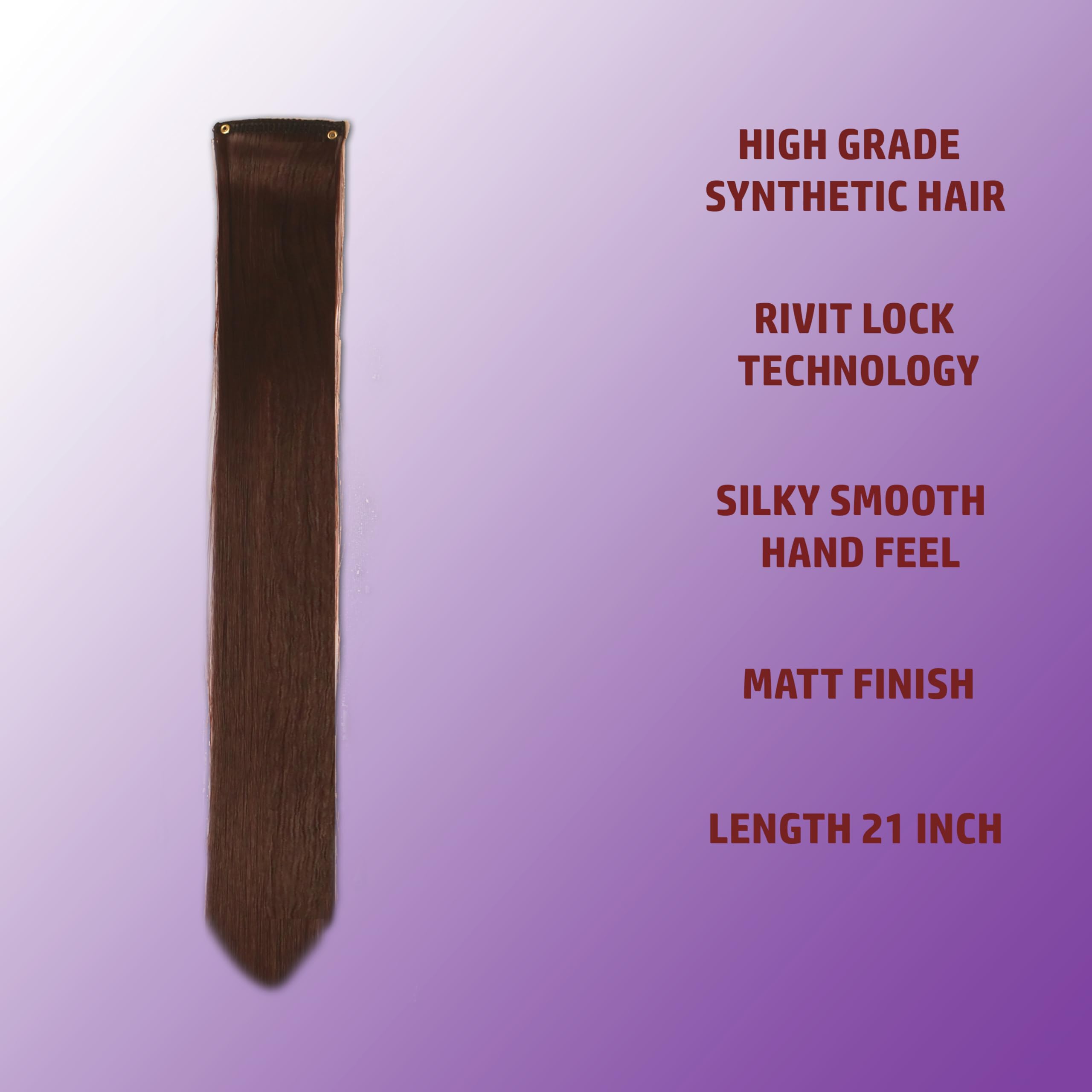 Burgundy Clip-in Hair Extensions for Women - 4-Piece Synthetic Straight Hair Highlights Set for Length & Volume | Perfect for Parties, Cosplay & Daily Styling