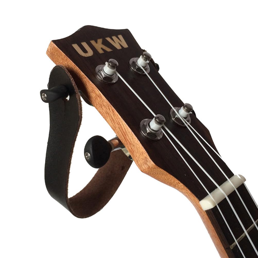 SUPVOX Leather Guitar Wall Mount Hook Holder - Heavy Duty Guitar Hanger Strap for Electric, Acoustic Guitar & Ukulele - Secure Instrument Storage for Home, Studio & Stage Use