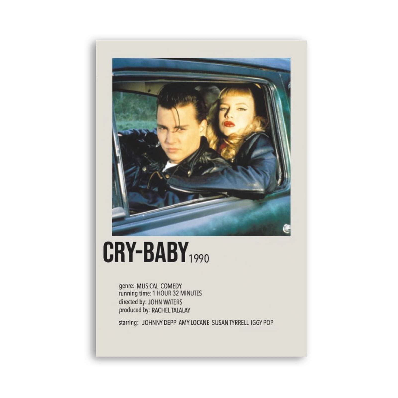 90s Minimalist Movie Posters - AOMACA Cry Baby Canvas Wall Art for Bedroom & Office Decor, Unframed 12x18 Inches (30x45cm) - Perfect Gift for Movie Lovers & Vintage Aesthetic Room Decor