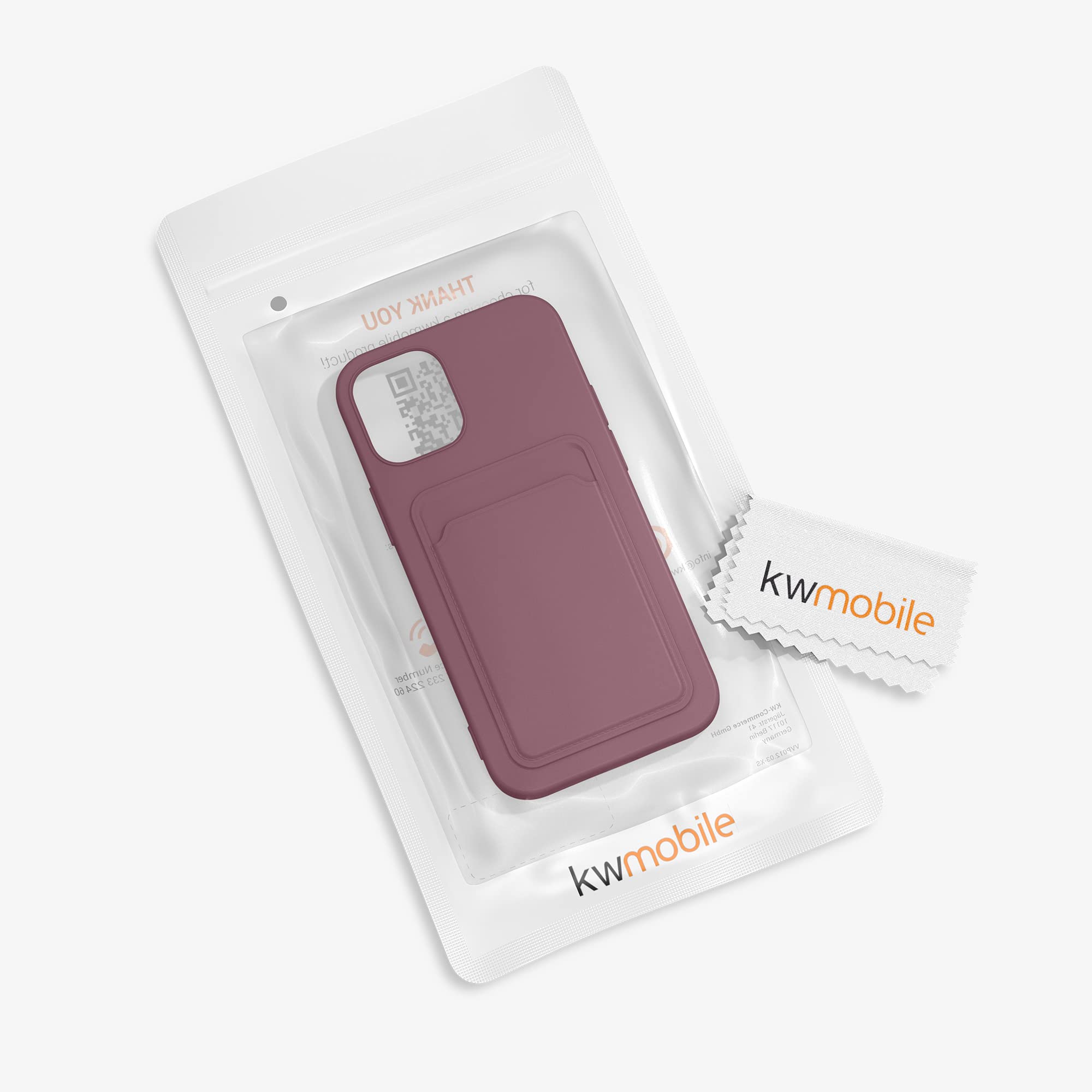 kwmobile Shockproof TPU Phone Case Compatible with Apple iPhone 12 & iPhone 12 Pro - Slim Protective Cover with Credit Card Holder (Tawny Red) - Perfect for Everyday Use, Travel & Outdoor Activities