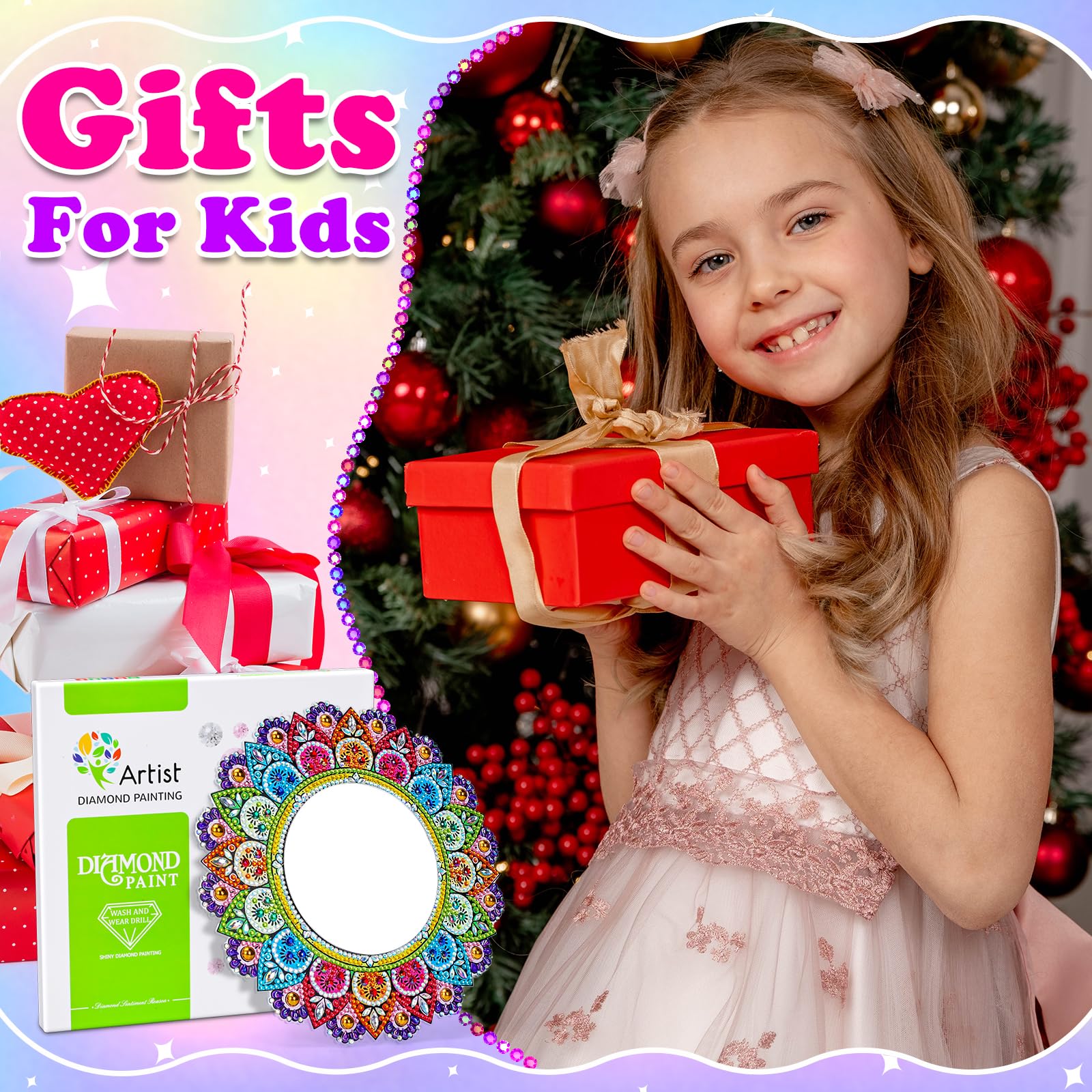 Diamond Painting Craft Kit for Girls Ages 6-12 | DIY Mirror Art Toys for Kids 5-10 Years Old | Creative Birthday Gifts & Fun Activities for Girls | Perfect for Home, School & Party Crafts