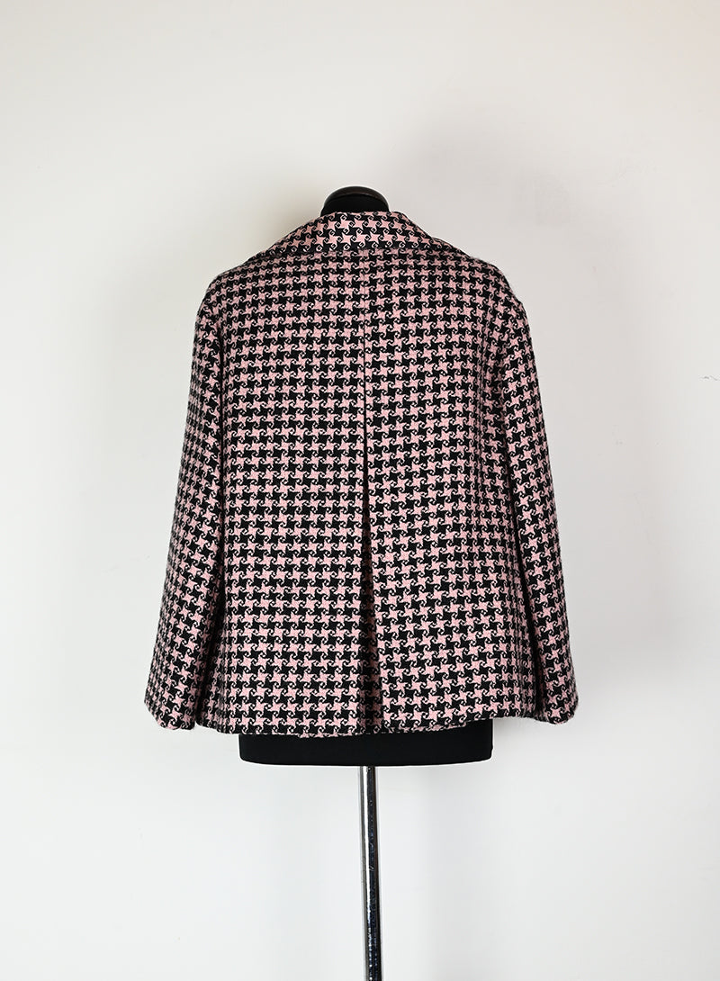 Gucci Pink and Black Pied de Poulle Jacket Size 44 - Luxury Women's Blazer for Office, Party & Formal Events