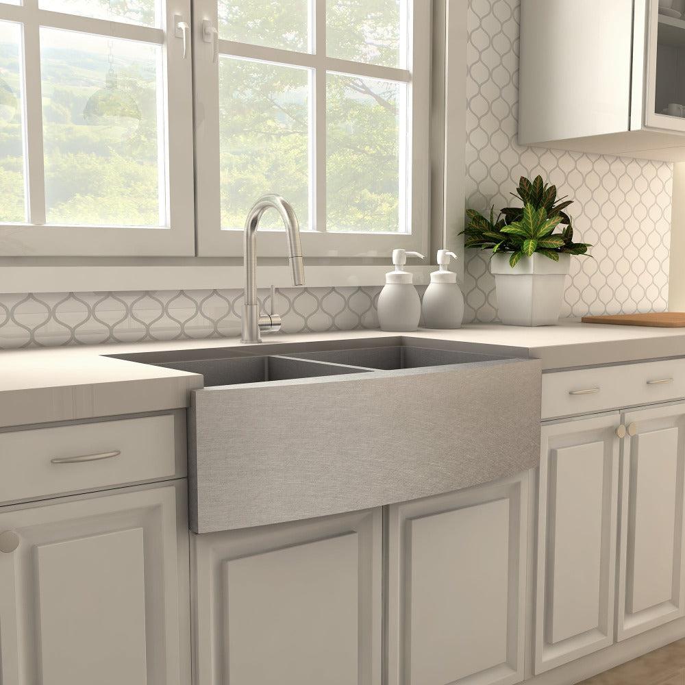 ZLINE Dante Pull Down Single Handle Kitchen Faucet in Brushed Nickel - Modern High Arc Design for Easy Cleaning, Perfect for Home Kitchen Sink, Dishwashing & Food Prep (DNT KF BN)