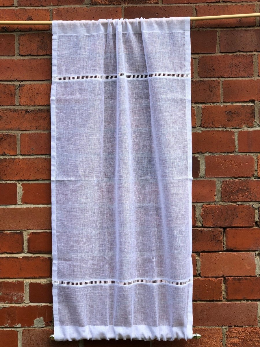 Sheer White Linen Ladder Door Curtain - Elegant Window Treatment for Farmhouse, Boho & Coastal Decor - Perfect for Bedroom, Living Room & Entryway Privacy