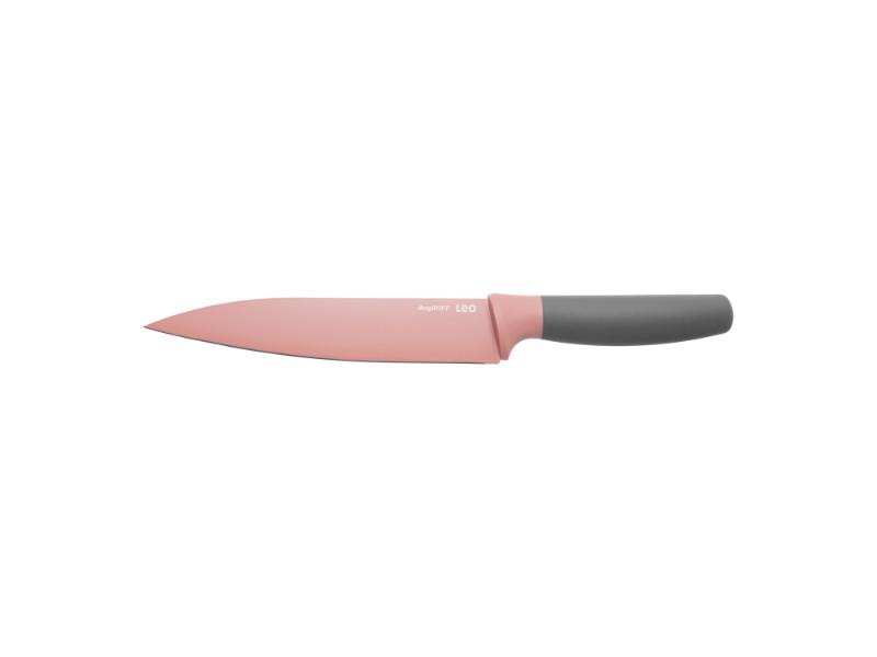 BergHOFF Leo 7.5-Inch Stainless Steel Carving Knife - Pink Kitchen Knife for Slicing Meat, Roast, Turkey & Fruits | Perfect for Home Cooking, BBQ & Holiday Meals