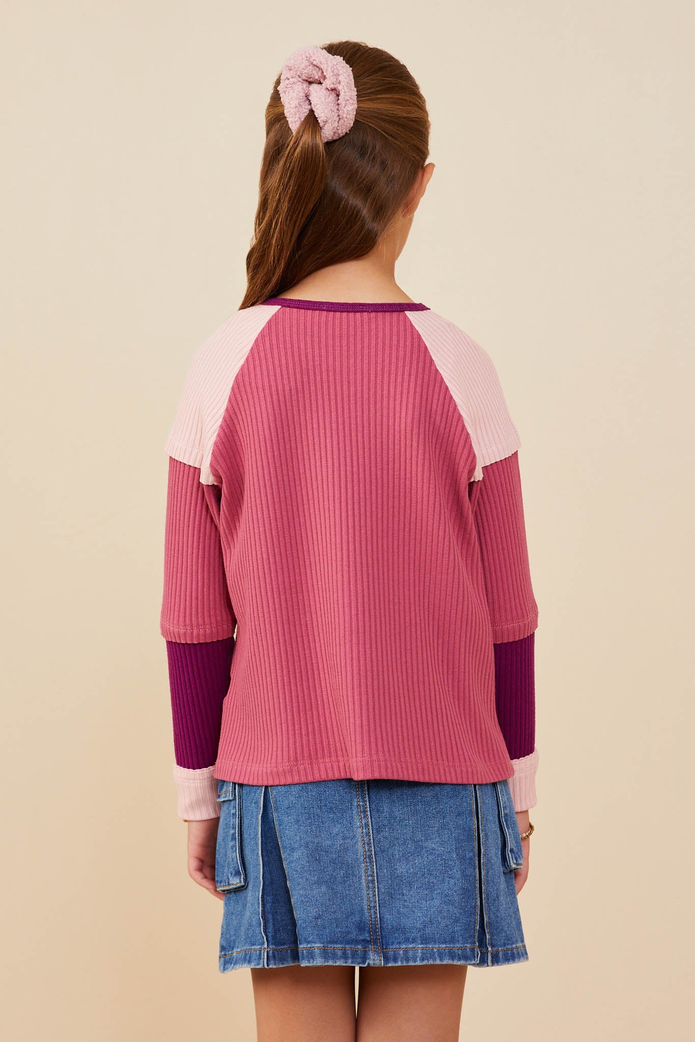 Color Block Ribbed Knit Long Sleeve T-Shirt for Women - Stylish Casual & Layering Top for Fall/Winter Fashion | Perfect for Office, Date Night & Weekend Outfits