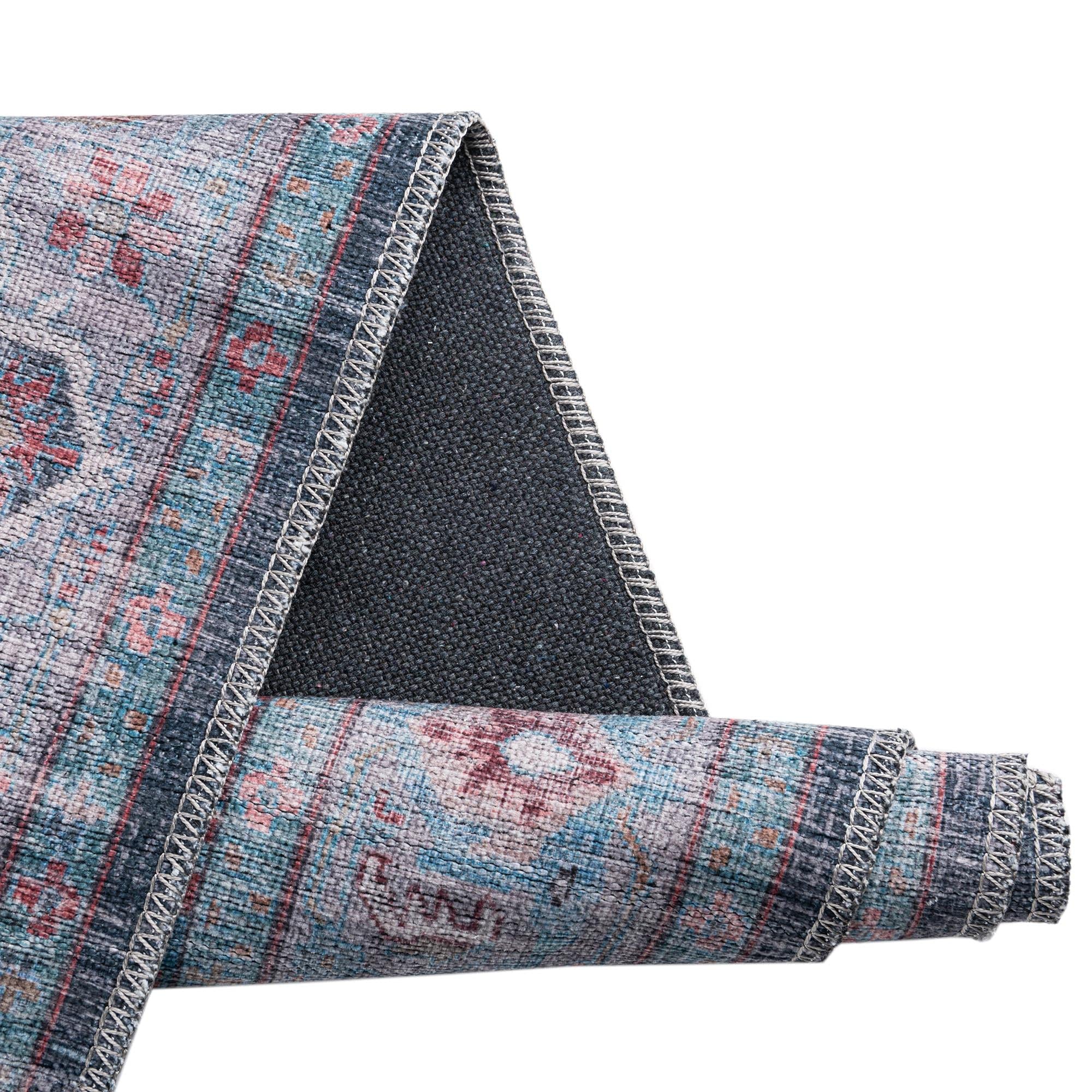Washable Blue Low-Pile Rug 10' x 13' - Maahru Collection by Rugs.com | Soft & Durable for Living Rooms, Dining Rooms & Open Floor Plans | Perfect for High-Traffic Areas & Pet-Friendly Homes