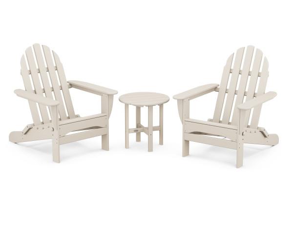 Polywood Classic Folding Adirondack Chair 3-Piece Set - Outdoor Patio Furniture for Deck, Poolside & Garden Relaxation