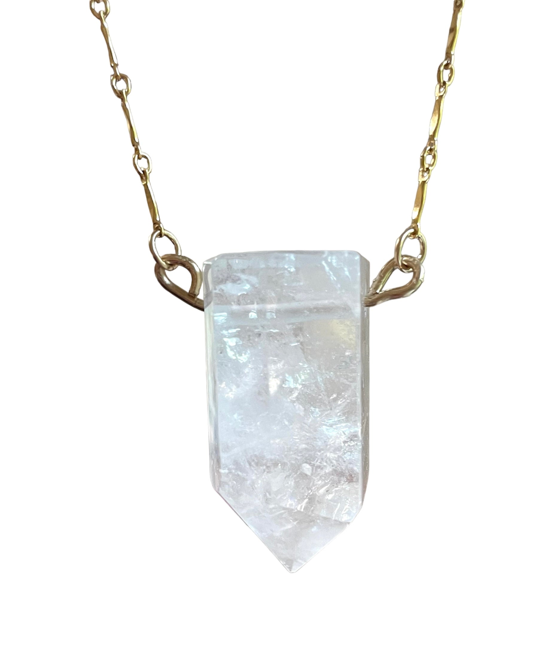 Chunky Clear Quartz Pendant Necklace - 14K Gold Filled Healing Crystal Jewelry for Women - Perfect for Meditation, Energy Cleansing & Spiritual Gifts