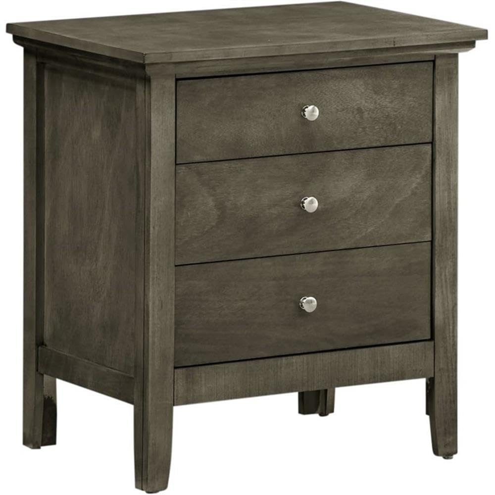 Home Square 2-Piece Solid Wood Nightstand Set with 3 Drawers in Gray - Perfect for Bedroom Furniture, Guest Room Storage & Modern Home Decor