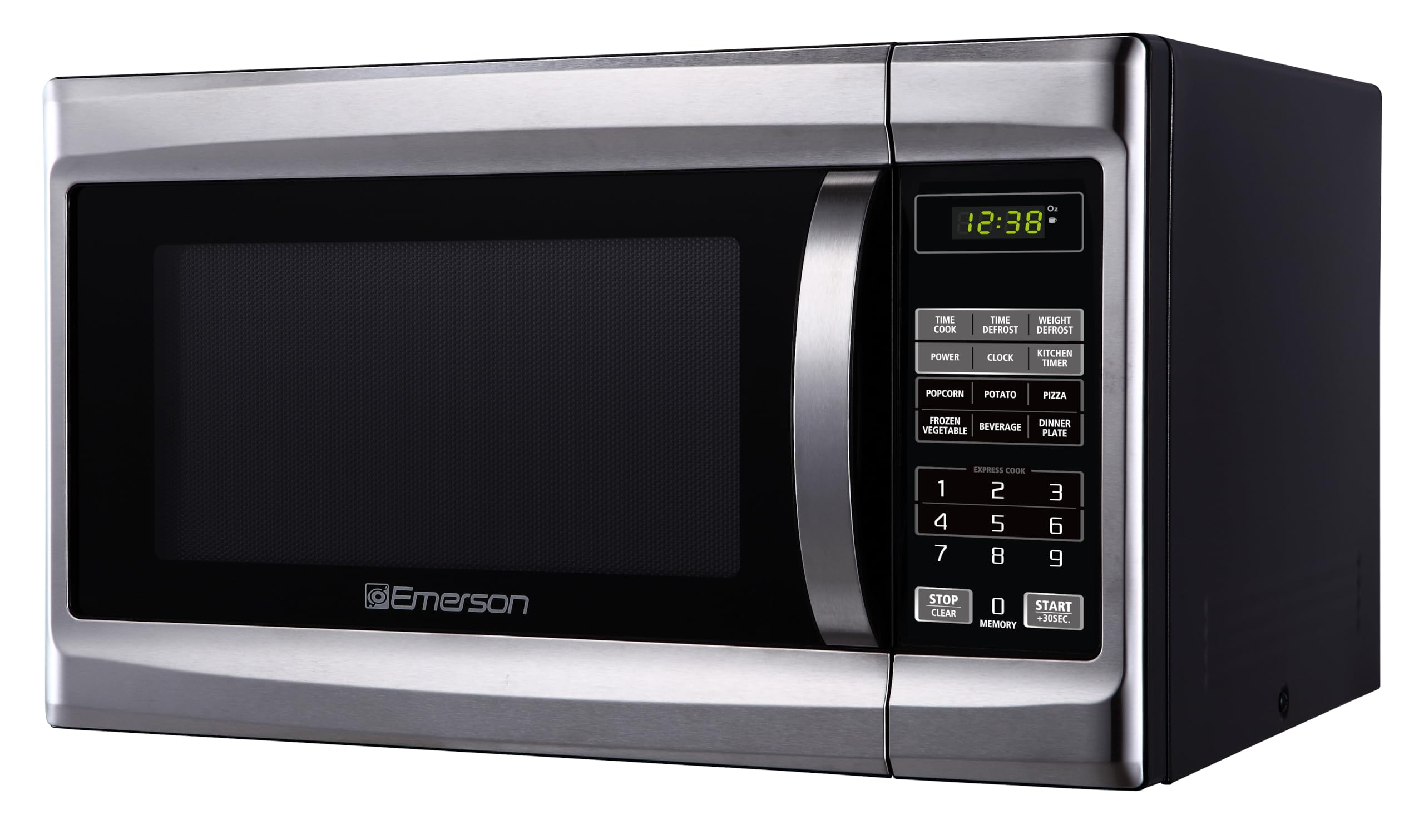 Emerson MW1338SB 1.3 Cu ft Stainless Steel Countertop Microwave Oven - 1000W with 6 Pre-Programmed Settings, Removable Glass Turntable & Child Safety Lock - Perfect for Small Kitchens, Dorms & Office Break Rooms
