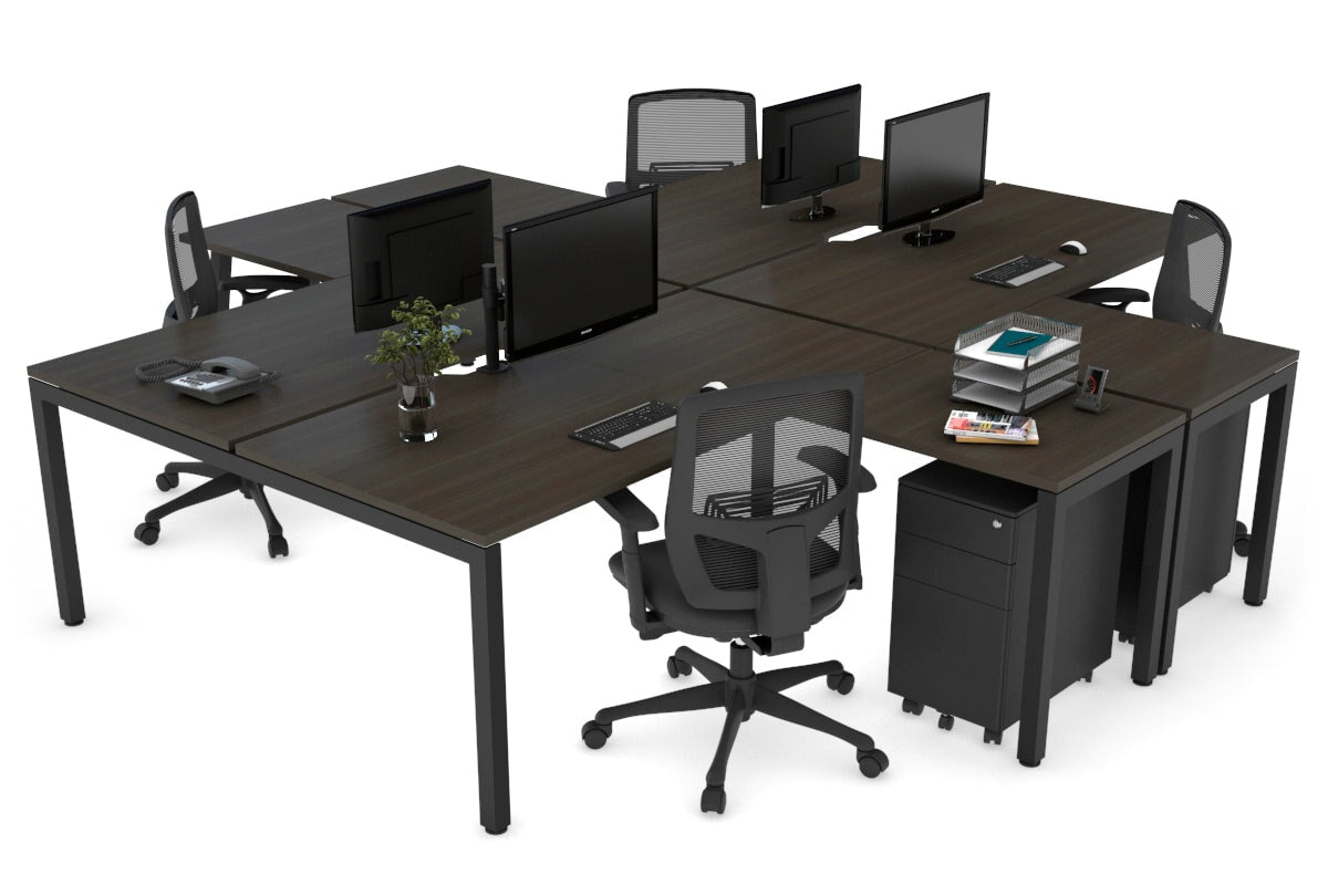 Quadro Square Legs 4-Person Corner Workstation Desk - 1600L x 1800W with Cable Management Scallop - Perfect for Office, Home Office & Collaborative Workspaces