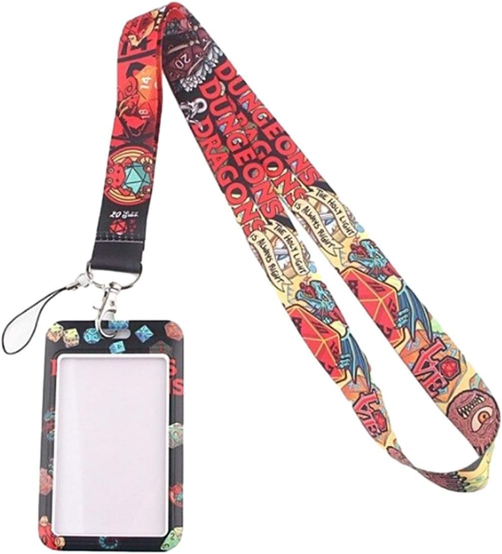 Dungeons & Dragons Themed Lanyard with ID Holder & Keychain - Perfect for Gaming Conventions, Cosplay, and Fantasy Enthusiasts