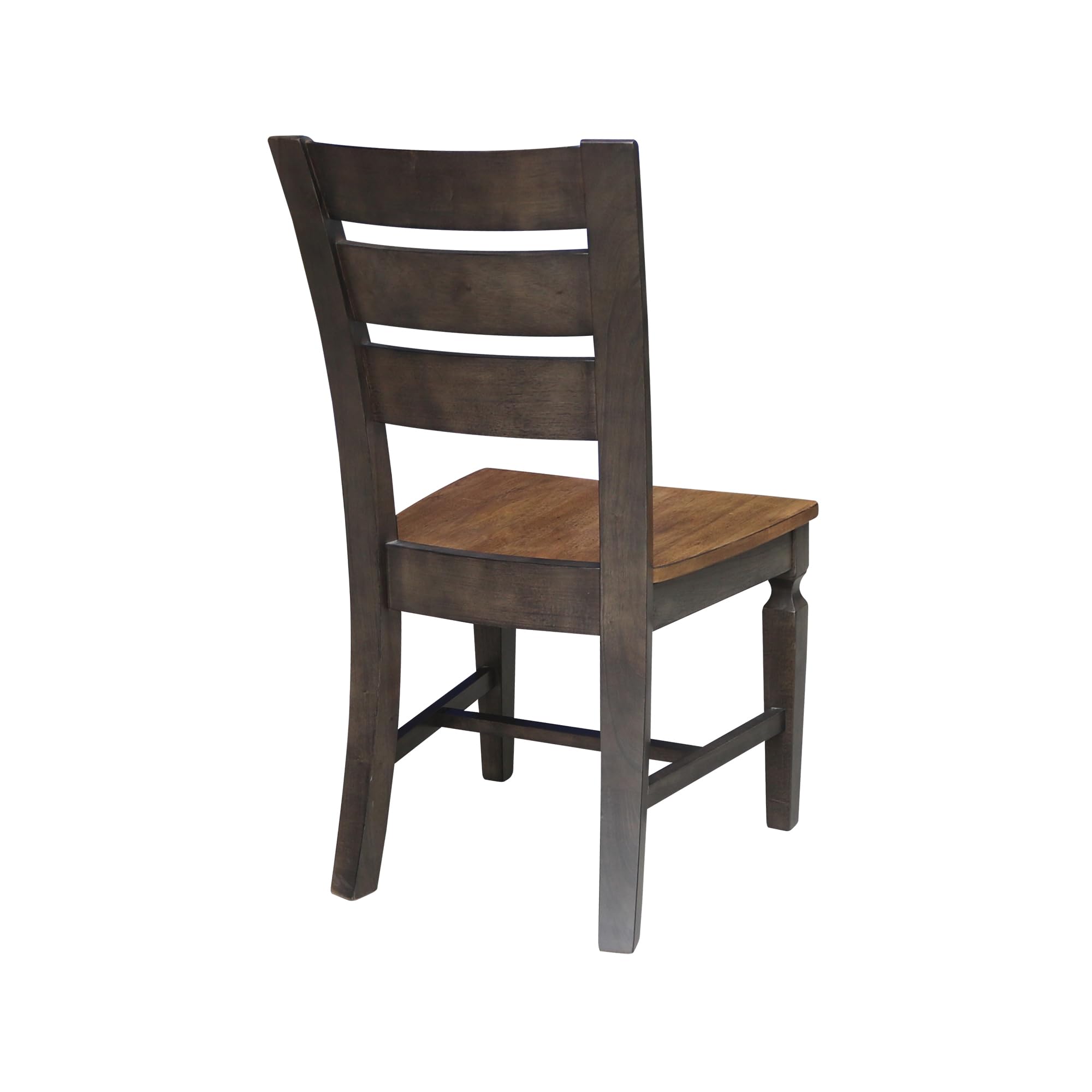 IC International Concepts Vista Ladderback Dining Chairs - Set of 2 Solid Wood Kitchen Chairs, Sturdy Hickory Frame with Washed Coal Finish, Easy Assembly for Dining Room & Kitchen Decor, Perfect for Family Meals & Entertaining Guests