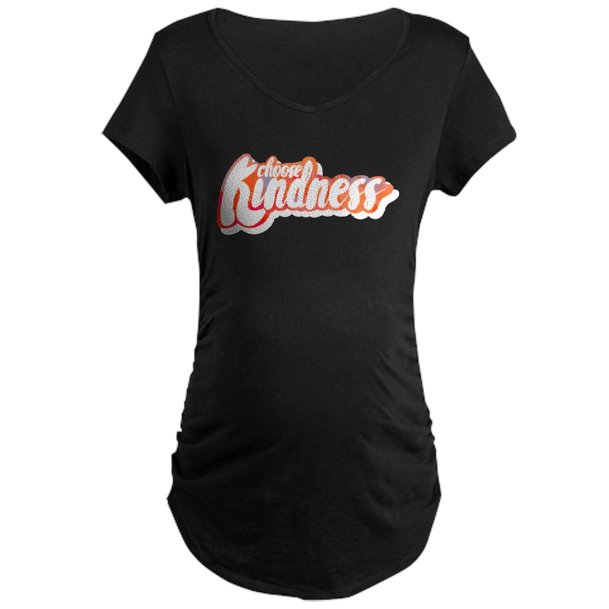 Choose Kindness Maternity Dark T-Shirt for Women - Ruched Side Design, Comfortable Pregnancy Tee - Perfect for Casual Wear, Baby Showers & Maternity Photos