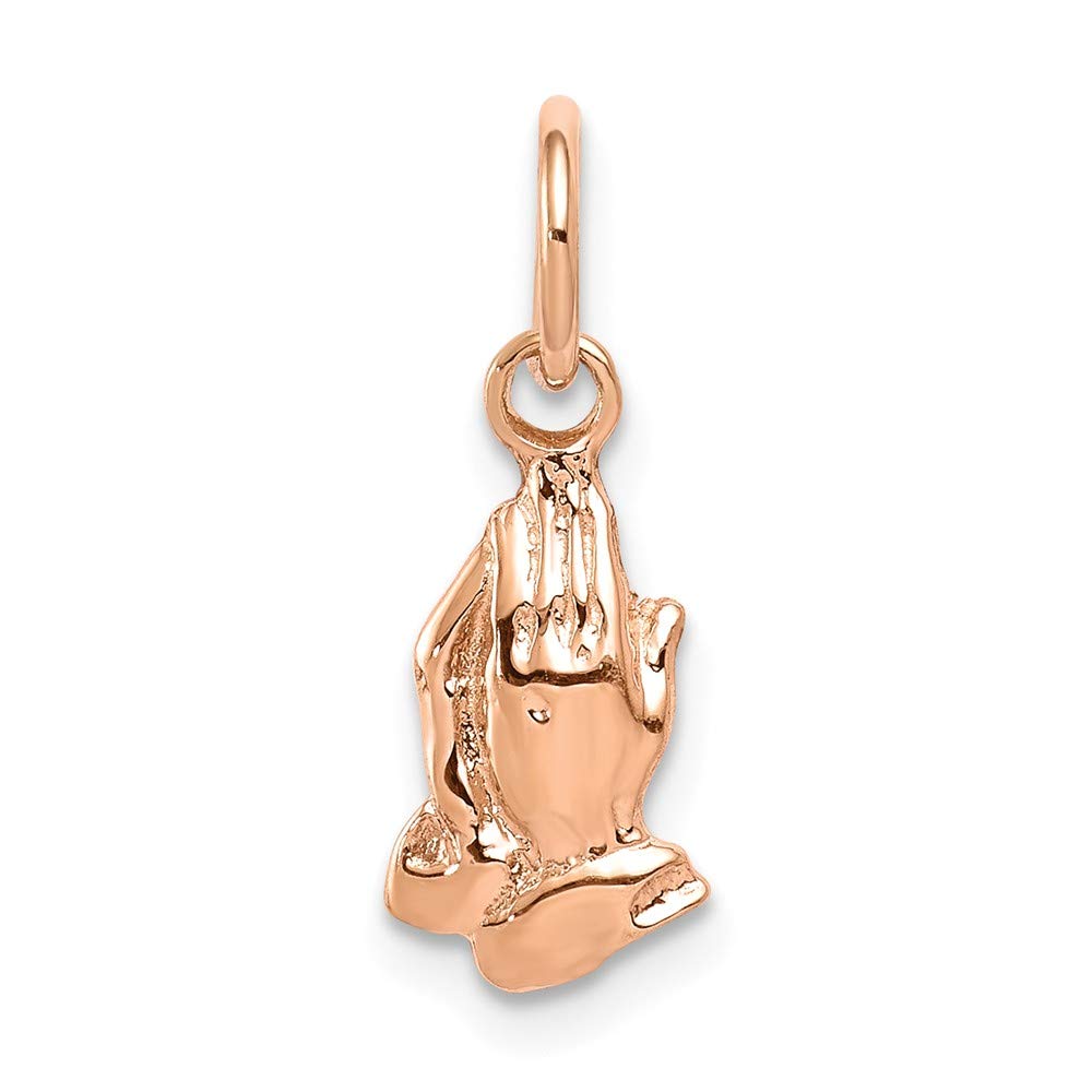 14K Rose Gold Praying Hands Charm Pendant - Religious Jewelry for Women & Men - Perfect for Prayer, Gifts & Everyday Wear