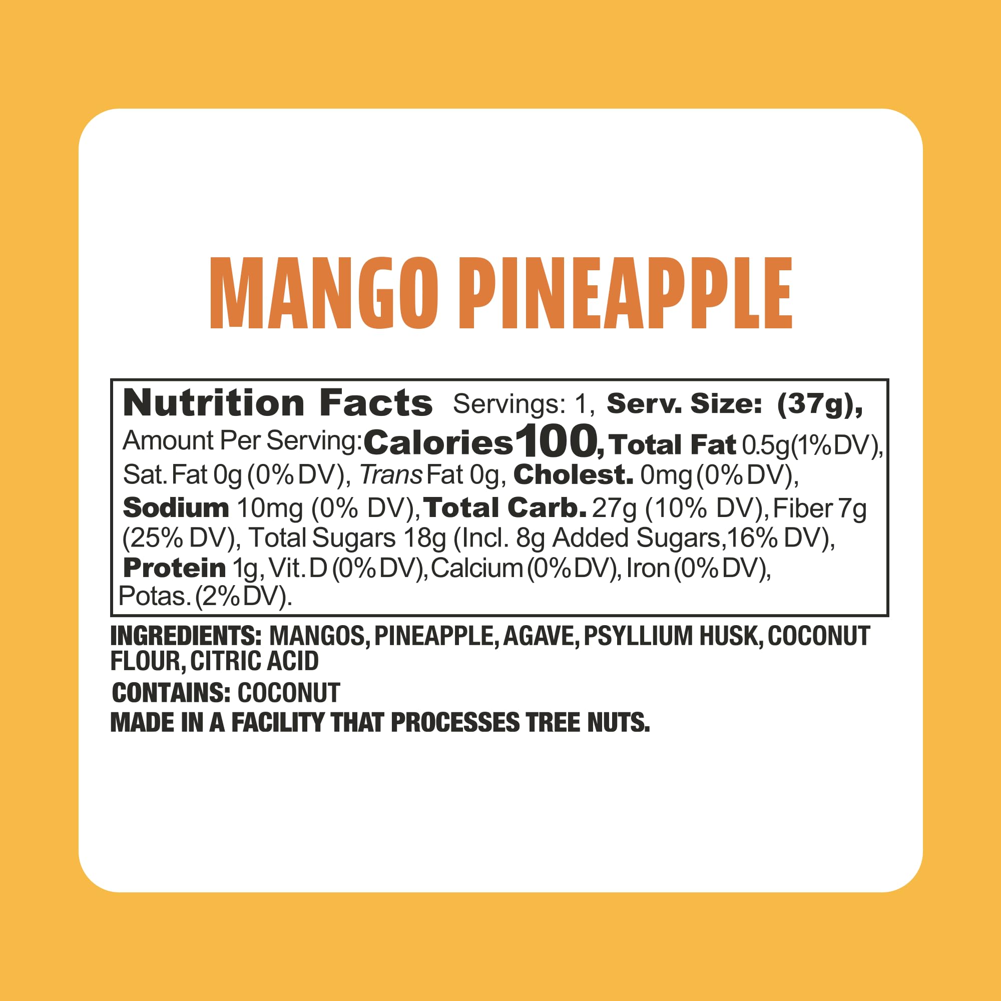 Organic Mango Pineapple Fruit Leather Snacks | Healthy Vegan Gluten-Free Non-GMO High Fiber Dried Fruit Jerky | 6 Pack | Perfect for Hiking, School Lunches & On-the-Go Snacking