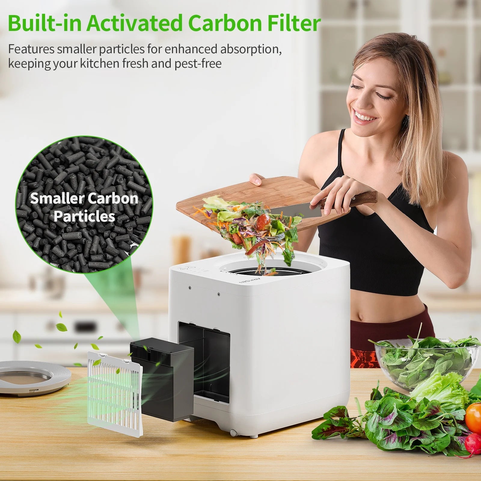 Smart Electric Kitchen Composter - 3.8L Indoor Compost Bin with DC Motor for Organic Waste, Eco-Friendly Food Waste Recycling - Perfect for Home, Apartment & Sustainable Living