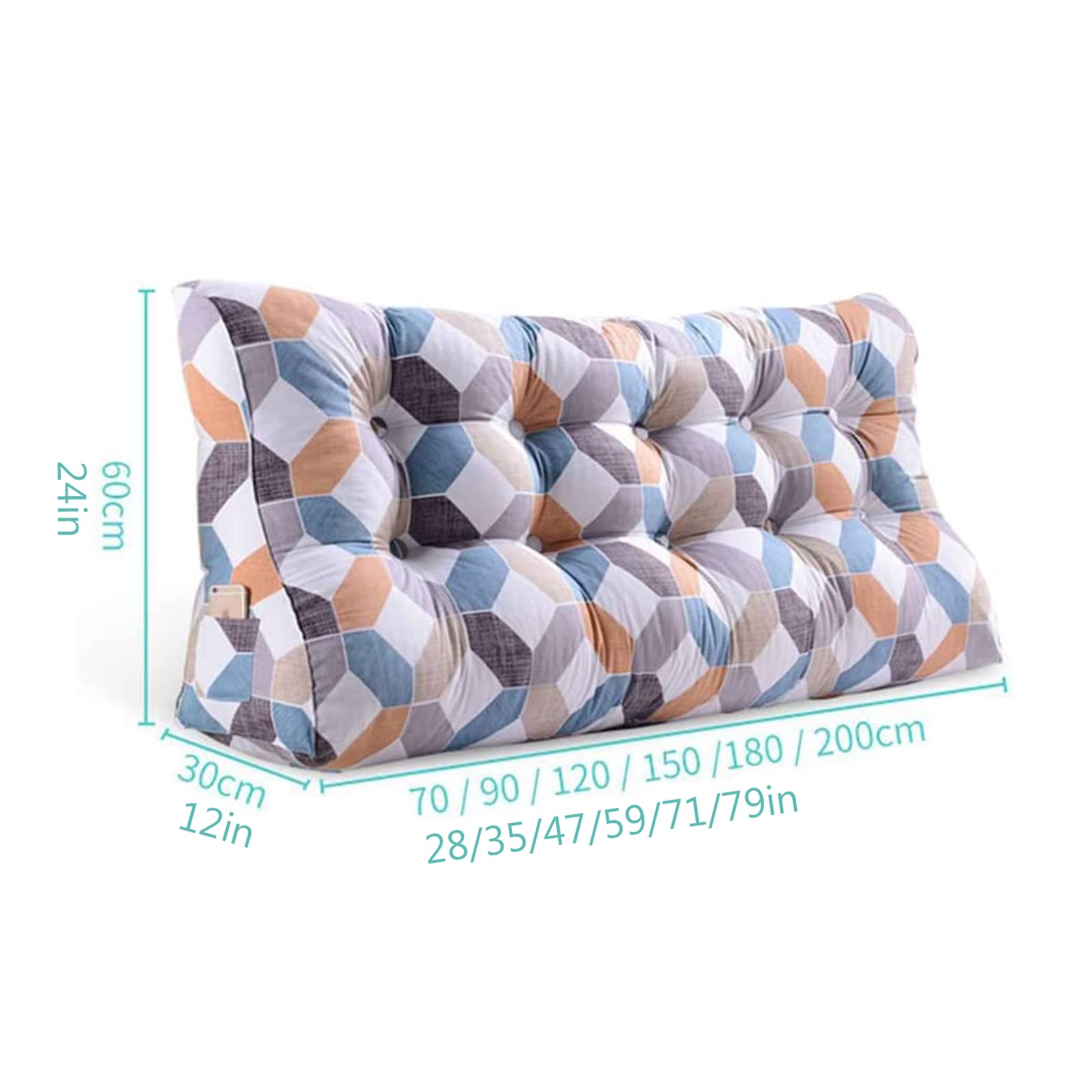 Large Triangular Reading Pillow with Lumbar Support - 22in Wedge Backrest for Beds (Twin, Full, Queen, King) | Perfect for Reading in Bed, Watching TV, or Back Pain Relief