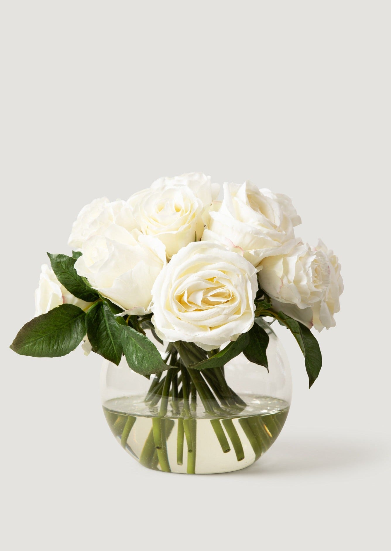 Lifelike Cream White Artificial Rose Bouquet - 11.5