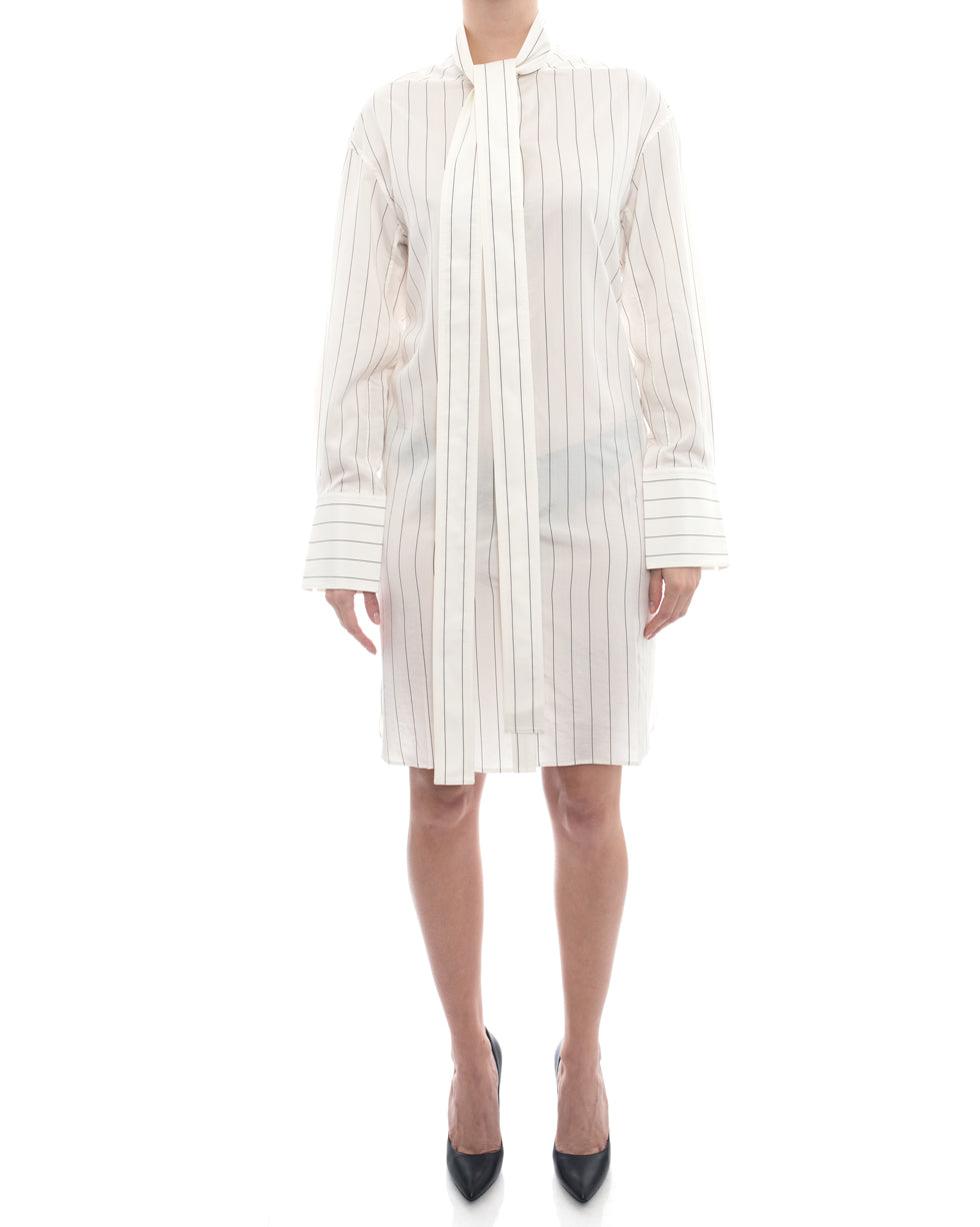 Celine Off-White Cotton Pinstripe Shirt Dress for Women Size M | Stylish Office Wear & Casual Outfit