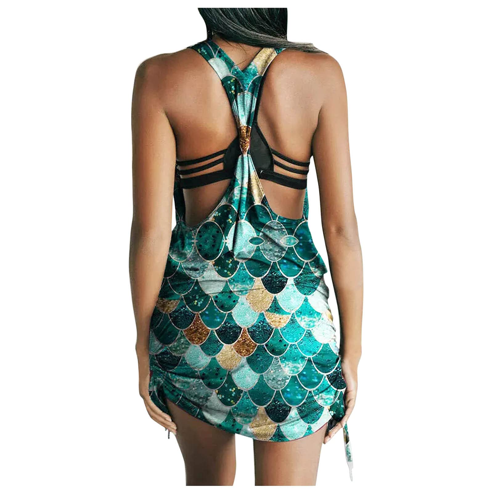 Elegant Women's Sleeveless V-Neck Mini Dress for Wedding Guest - Floral Print Back Drawstring Tank Dress | Perfect for Summer Parties, Bridal Showers & Cocktail Events