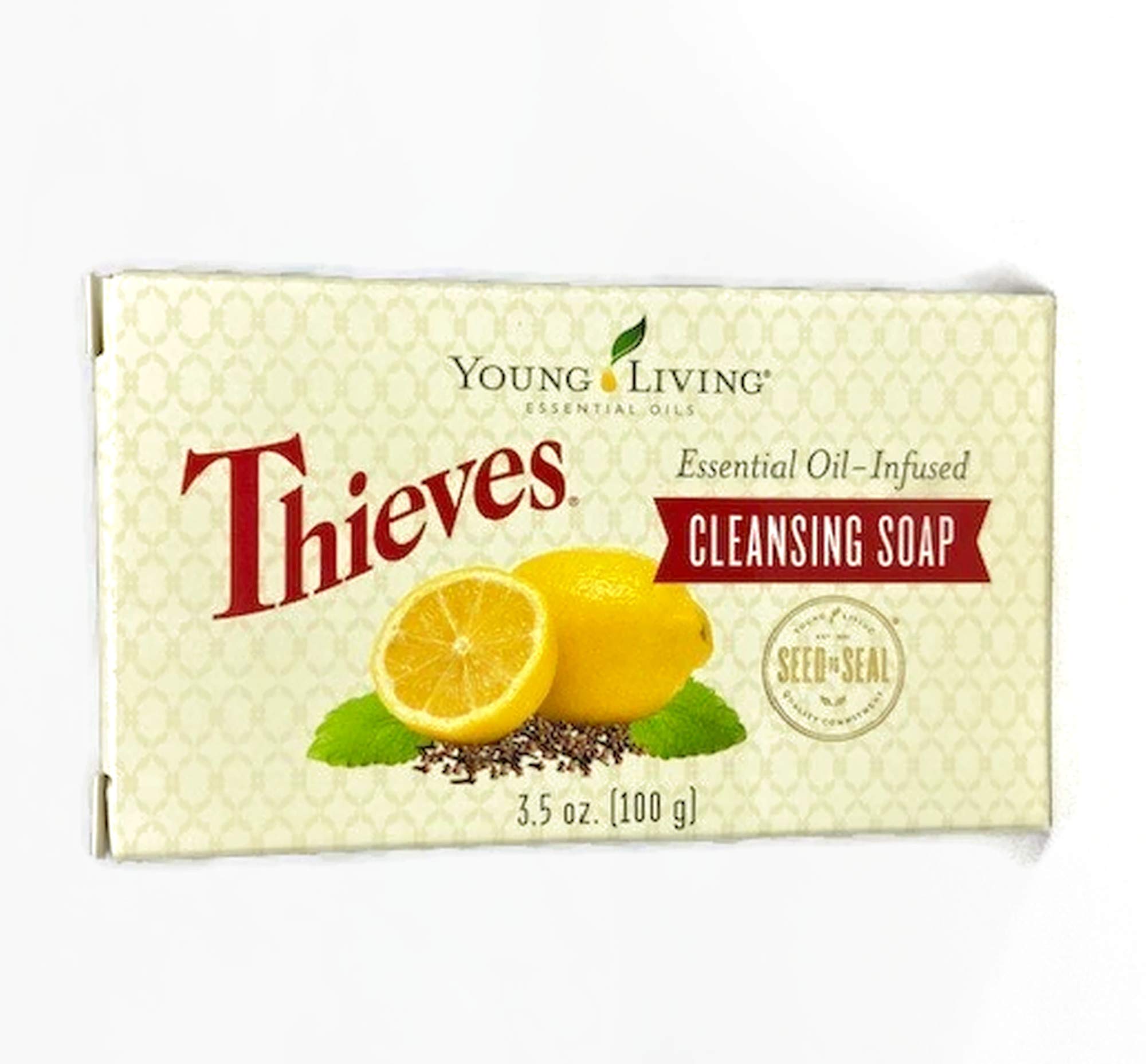 Thieves Cleansing Soap Bar 3.5 oz - Natural Exfoliating & Moisturizing with Olive, Coconut, Jojoba & Wolfberry Oils - Young Living Essential Oil Blend - Perfect for Daily Skincare Routine & Aromatherapy