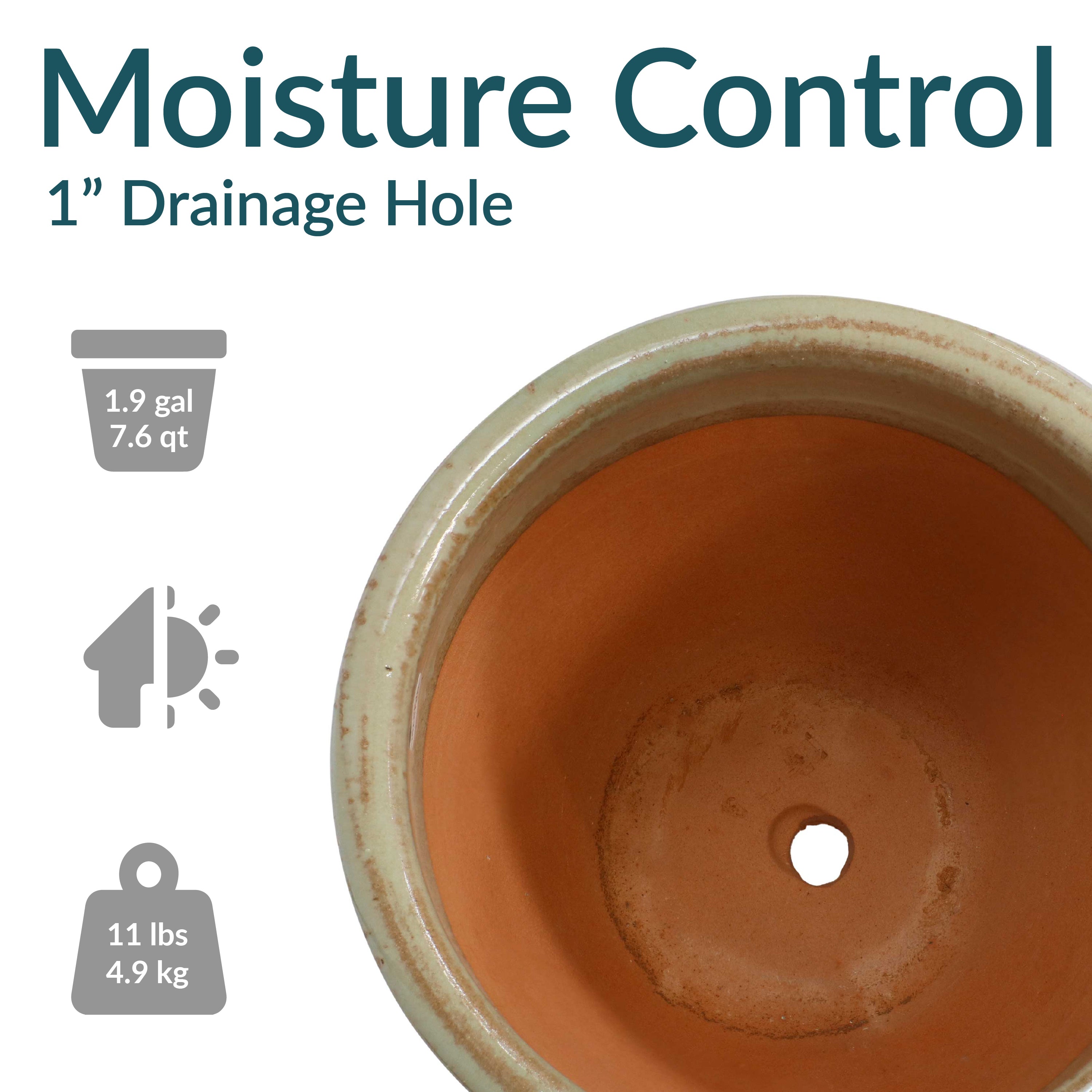 Sunnydaze Chalet Glazed Ceramic Plant Pots with Drainage Holes - Set of 2, Indoor Outdoor Garden Decor for Flowers, Succulents, Herbs - Perfect for Patio, Balcony, and Home Décor