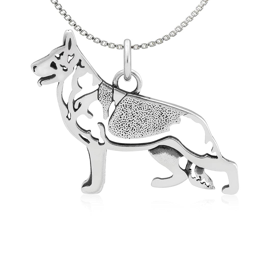 Sterling Silver German Shepherd Pendant Necklace for Women & Men - Handmade GSD Dog Lover Gift - Perfect for Pet Owners, Birthday, Anniversary & Special Occasions