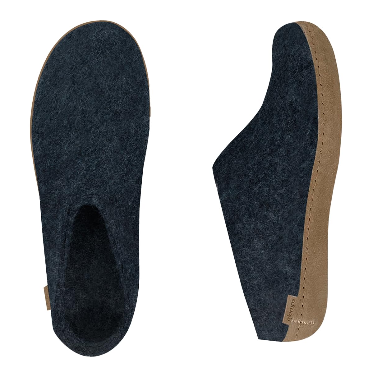 Glerups Unisex B-10 Wool Felt Slippers - Size 50 M Denim Blue - Cozy Indoor House Shoes for Men & Women - Perfect for Home, Office and Relaxation