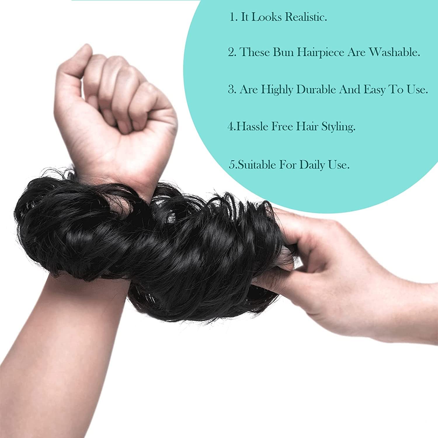 NANDANA COLLECTIONS 1PC Synthetic Hair Bun Extension with Rubber Bands for Women & Girls - Add Volume to Hair Bun | Perfect for Parties, Weddings & Daily Styling