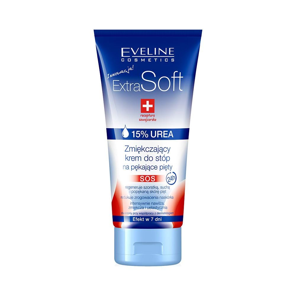 Eveline Cosmetics Extra Soft Heel Repair Cream with 15% Urea - Intensive Moisturizing Treatment for Dry, Cracked Feet | Fast Relief & Soothing Foot Care | Perfect for Pedicures & Daily Foot Care Routine