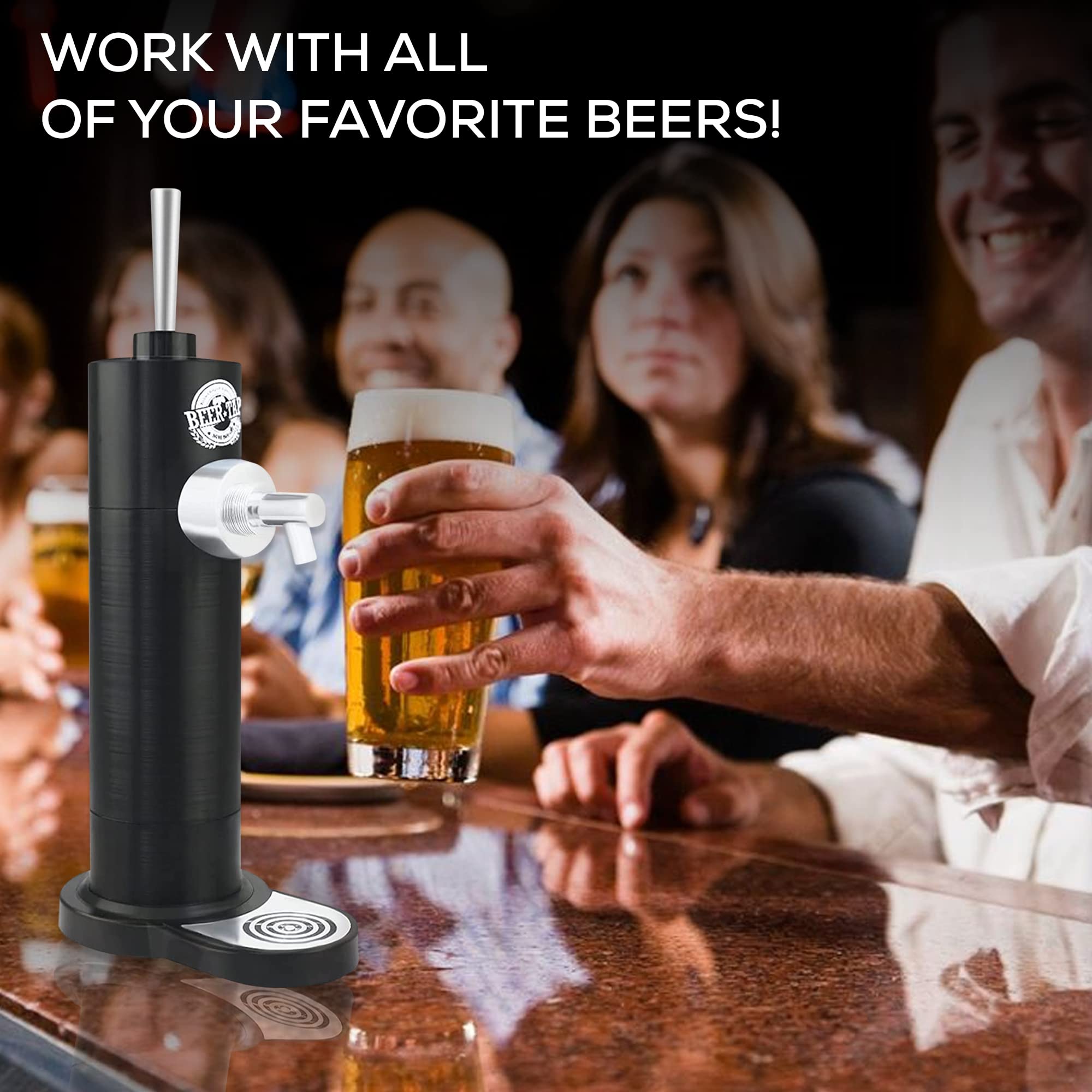 Richard Bergendi Portable Mini Keg Draft Beer Dispenser - Home Draught Beer Pump & Tap for All Canned Beers, Ale, Lager | Perfect for Parties, BBQs, Man Cave & Gifts for Men, Husband, Dad, Beer Lovers (Black)