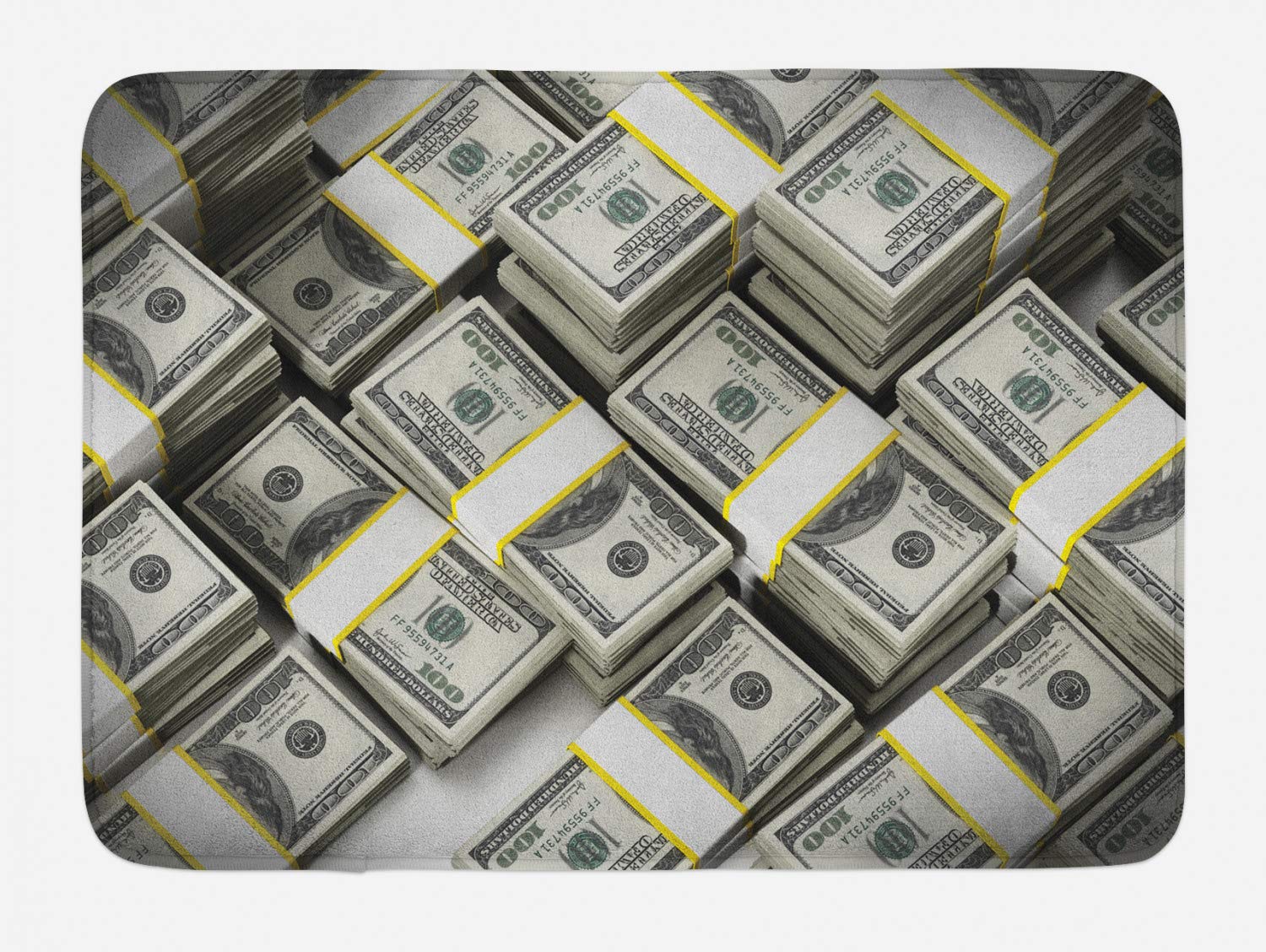 Lunarable Plush Non-Slip Bath Mat with Dollar Bill Stack Wealth Treasure Art Print - 30.2