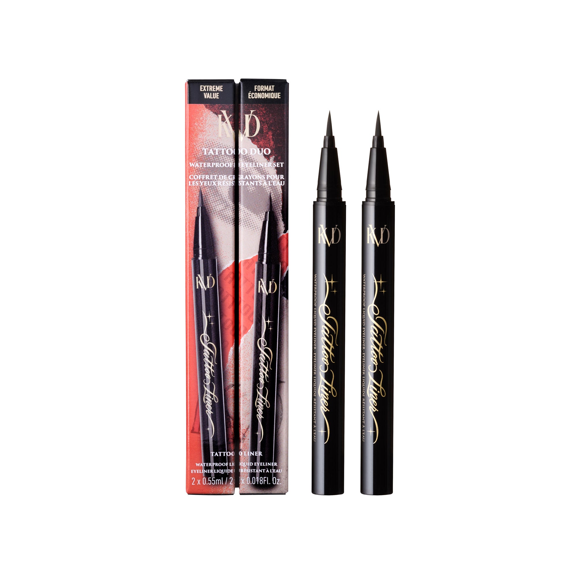 Waterproof Tattoo Liner Duo Set - Long Lasting Liquid Eyeliner for Precise Winged Looks | Perfect for Day to Night Makeup & Special Occasions