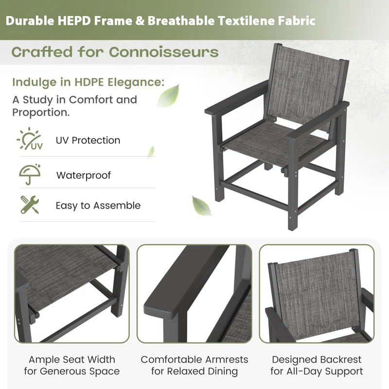 **UDPATIO HDPE Outdoor Chairs Set of 2 – All-Weather Patio Dining Chairs for Poolside, Deck, Garden & Backyard – Durable & Comfortable**