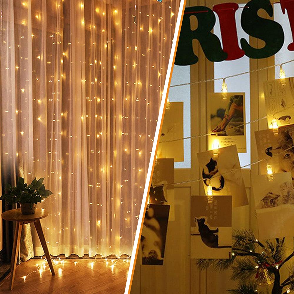 Trongle 10M LED Photo Clip String Lights - 100 Warm White LED Bulbs with Wireless Remote for Bedroom, Party, Wedding & Christmas Decorations | Perfect for Wall Decor, Photo Display, and Indoor/Outdoor Lighting