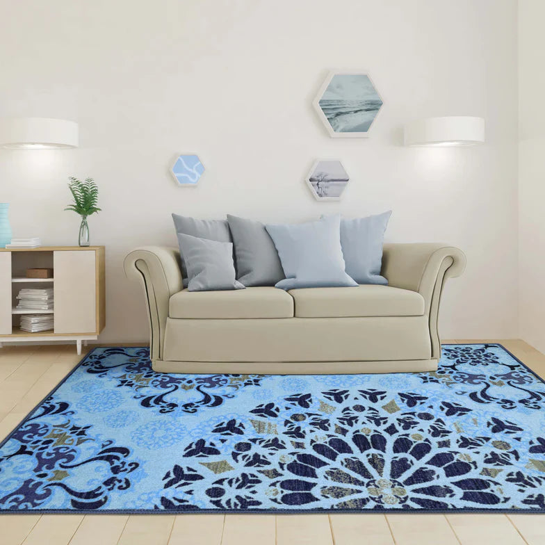 Thalia Damask Medallion Non-Slip Washable Indoor Area Rug - Soft Living Room Carpet, Bedroom Runner, Home Decor for Cozy Spaces