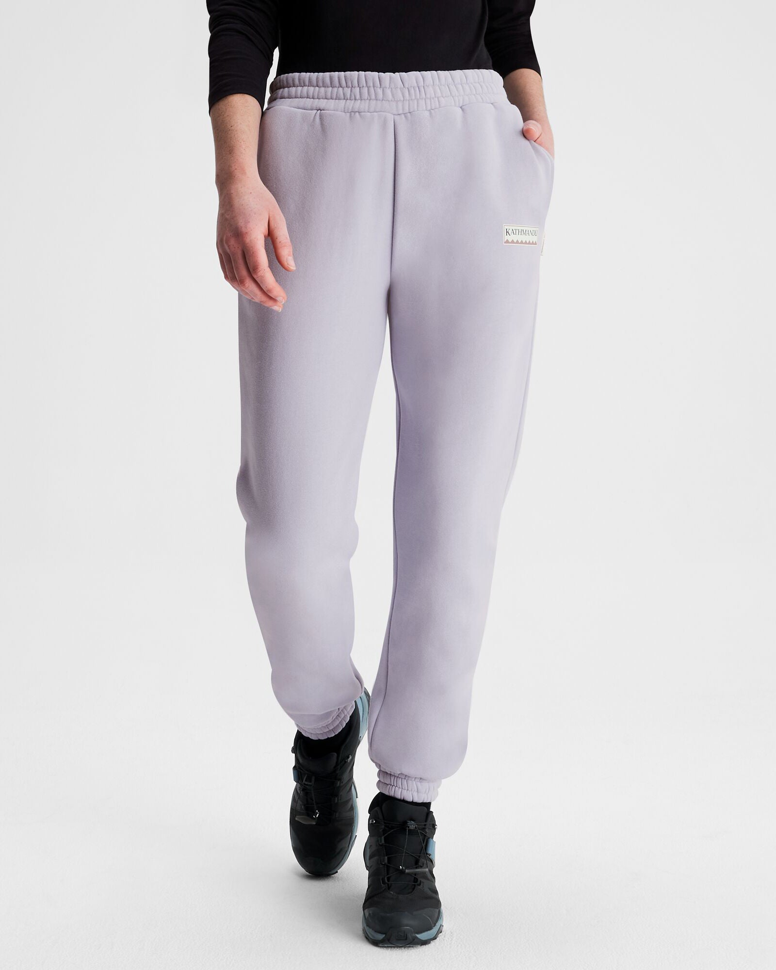 Women's Logo Slouchy BB Joggers - Soft Casual Lounge Pants in Dusty Lilac for Yoga, Running & Home Wear