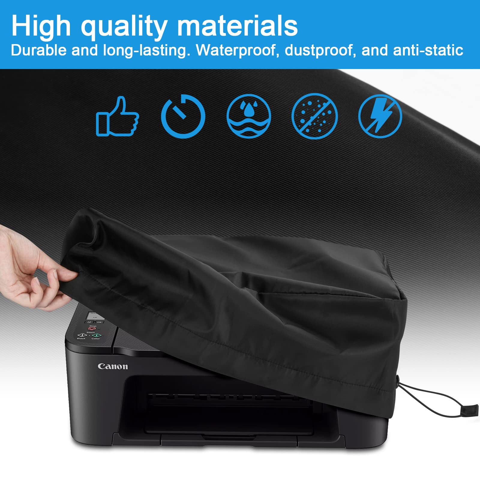 Canon Pixma MG3620 TR8620a TR4720 Printer Dust Cover - Waterproof Anti-Static Protector Sleeve 17.9x14.9x6.7 Inches Black - Perfect for Home Office & Wireless All-in-One Printer Protection